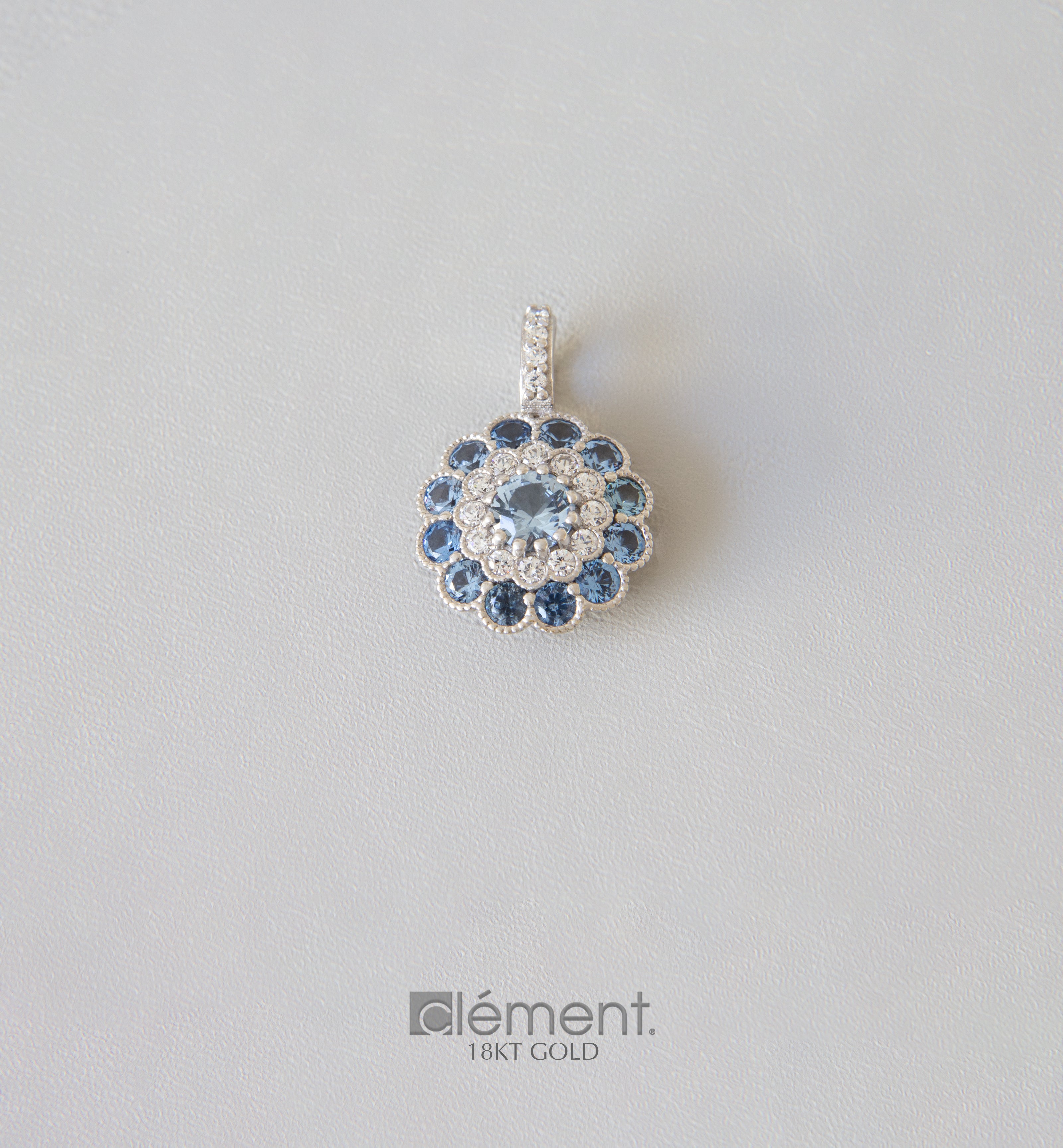 18ct White Gold Design Pendant with CZ Stones