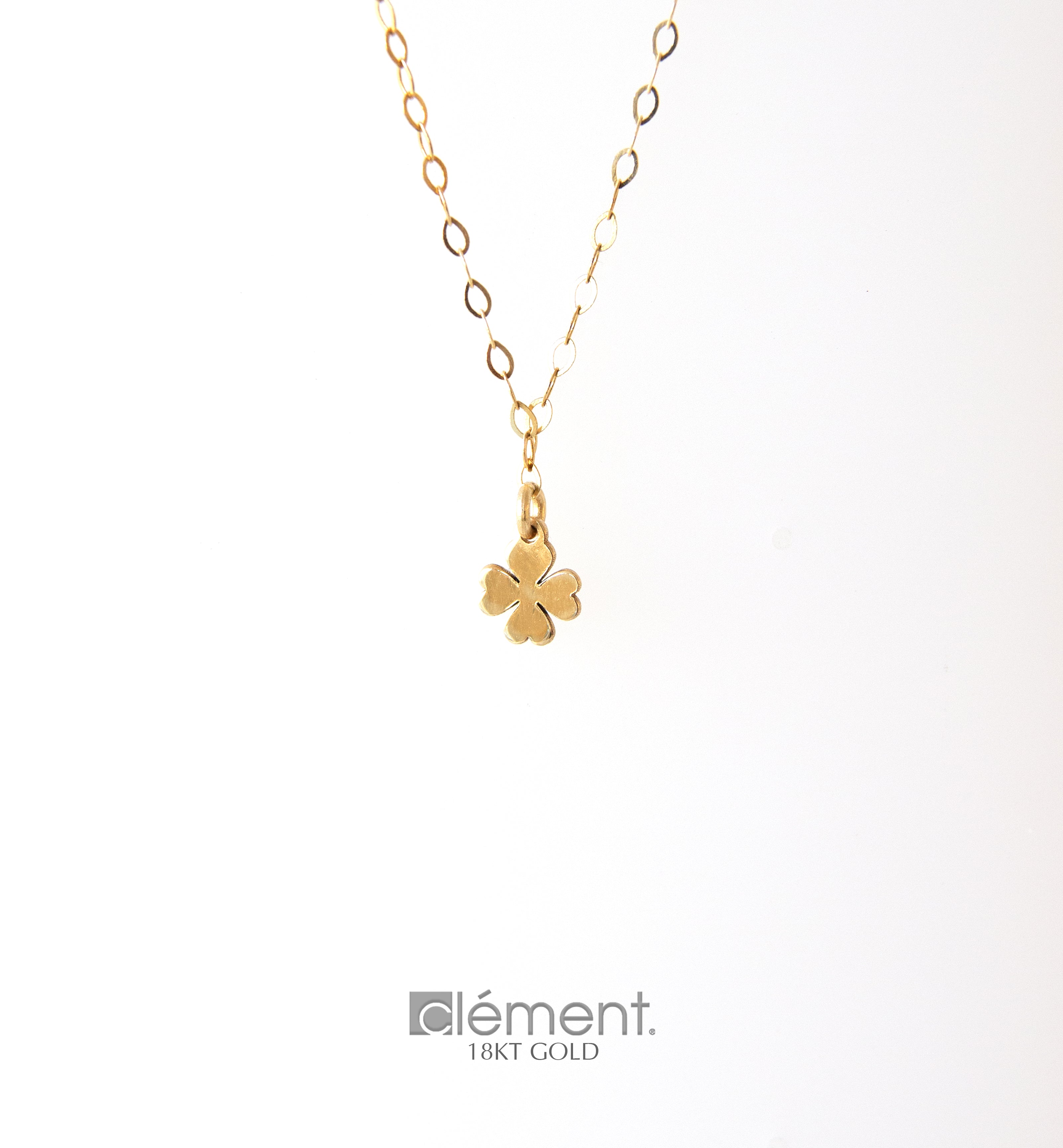 Dainty 18ct Yellow Gold Four Clover Leaf Pendant Necklace