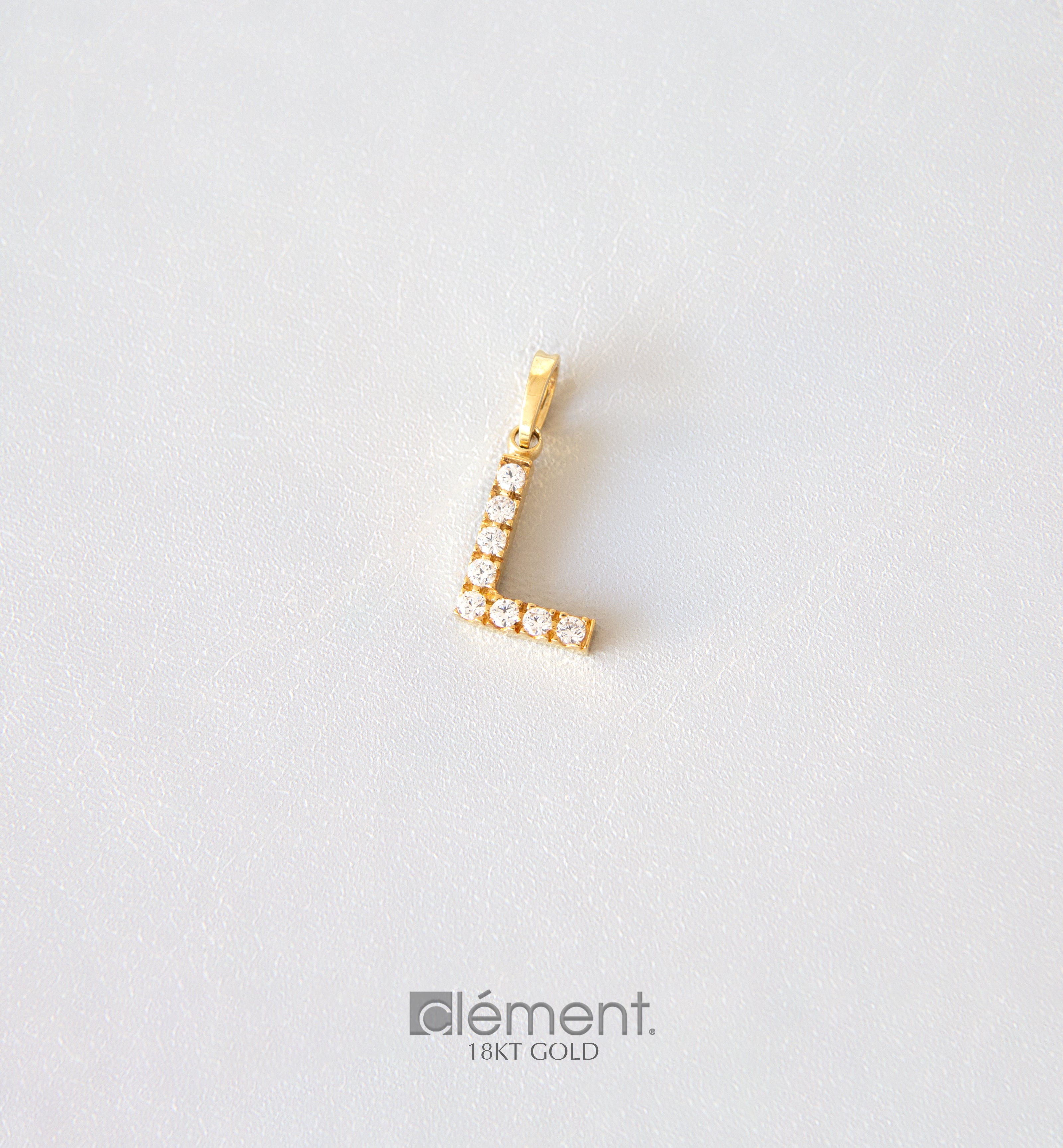 18ct Yellow Gold Initial L with Cubic Zircon Stones