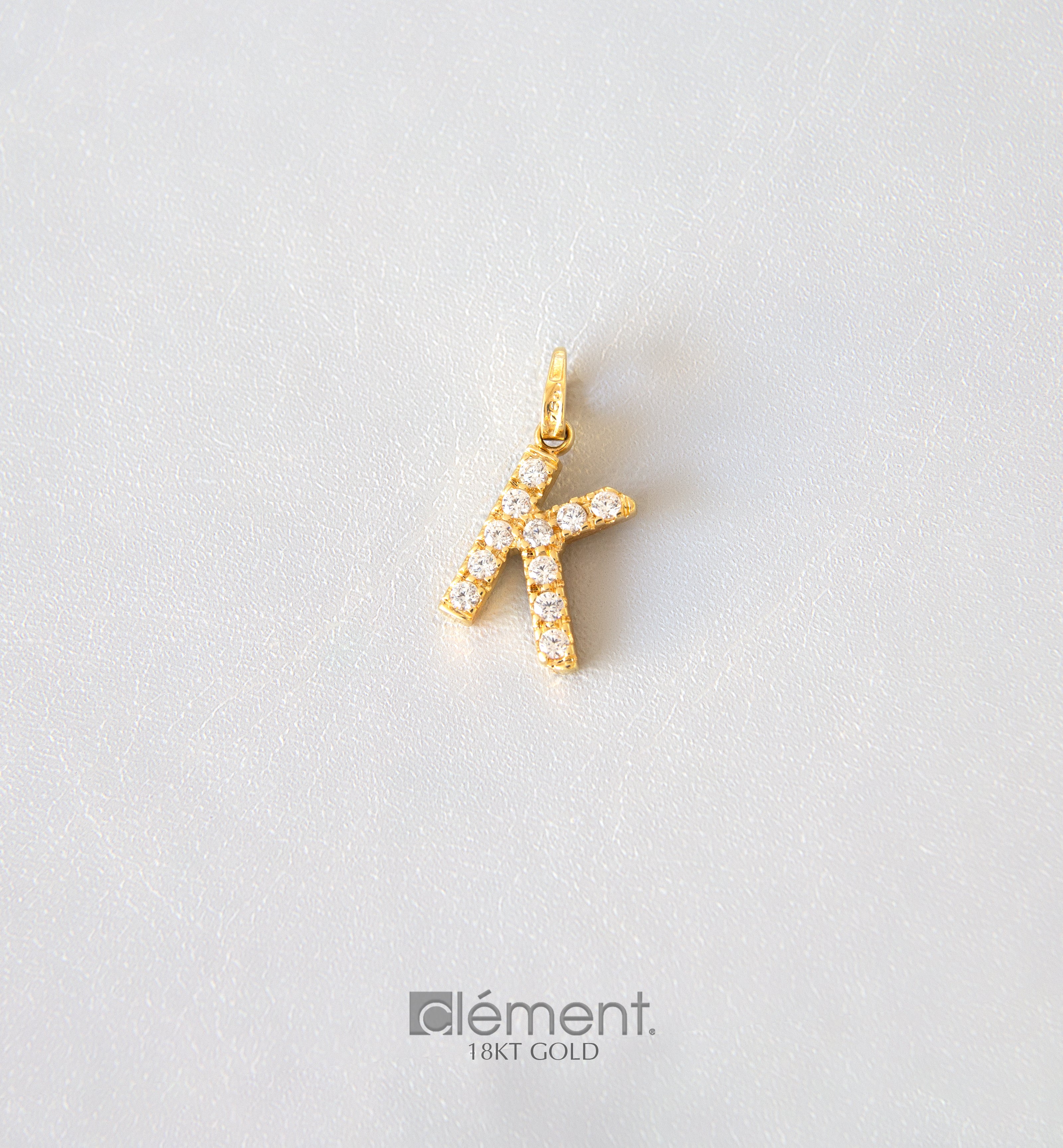 18ct Yellow Gold Initial K With Cubic Zircon Stones