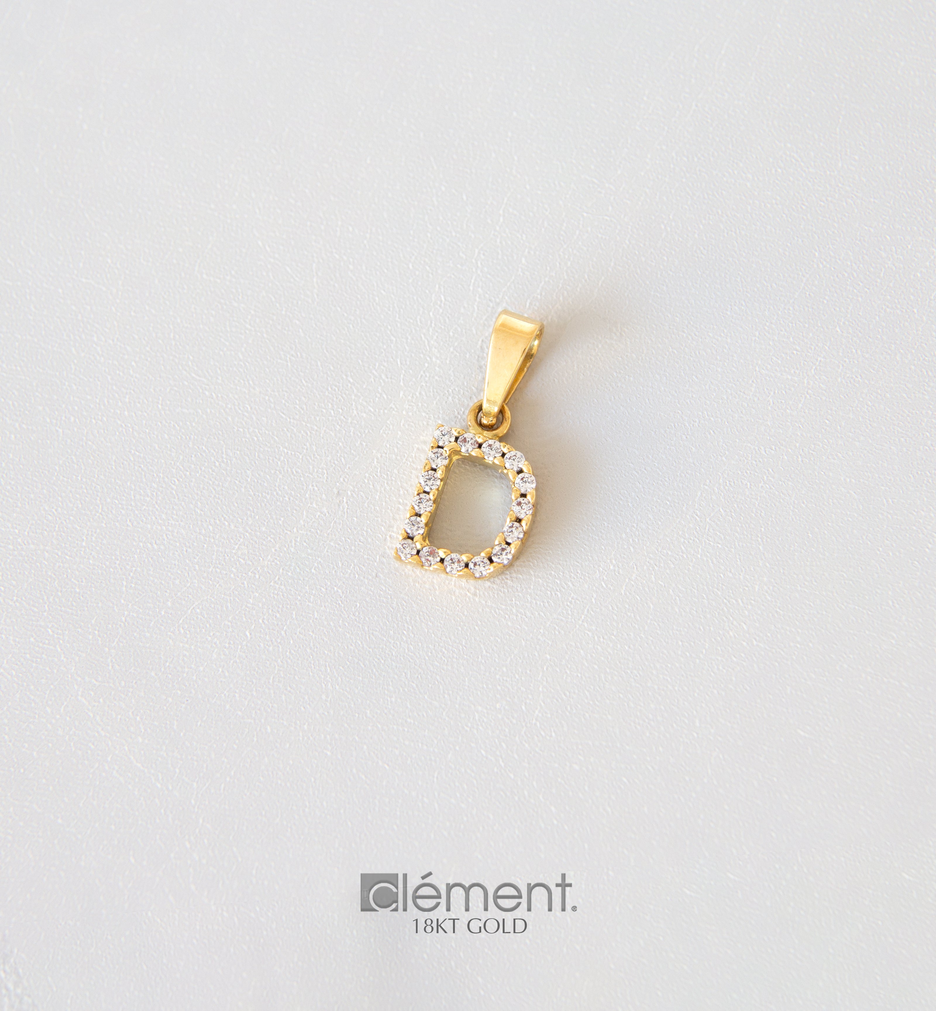 18ct Yellow Gold Initial D with Cubic Zircon Stones