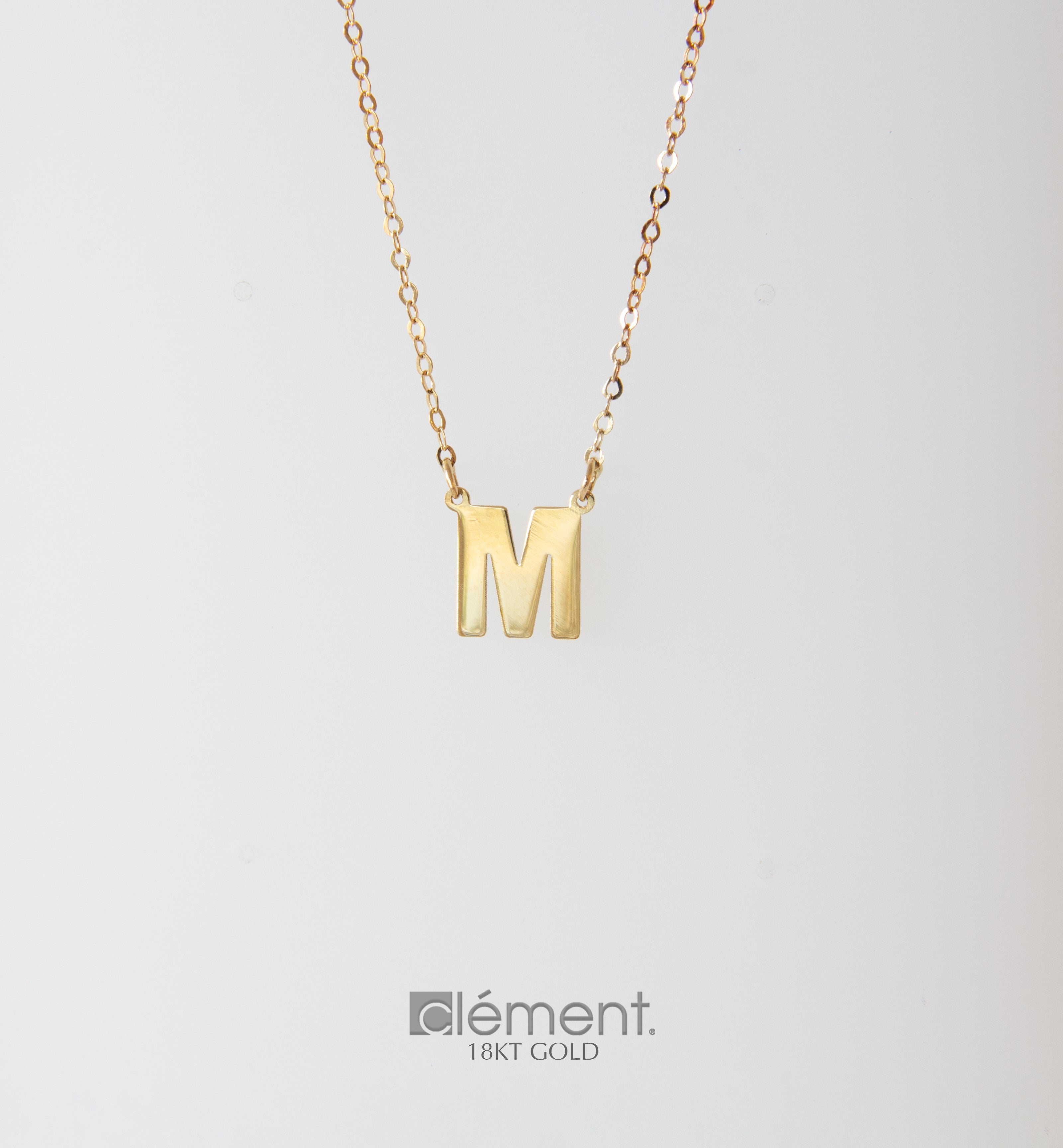 18ct Yellow Gold Letter M