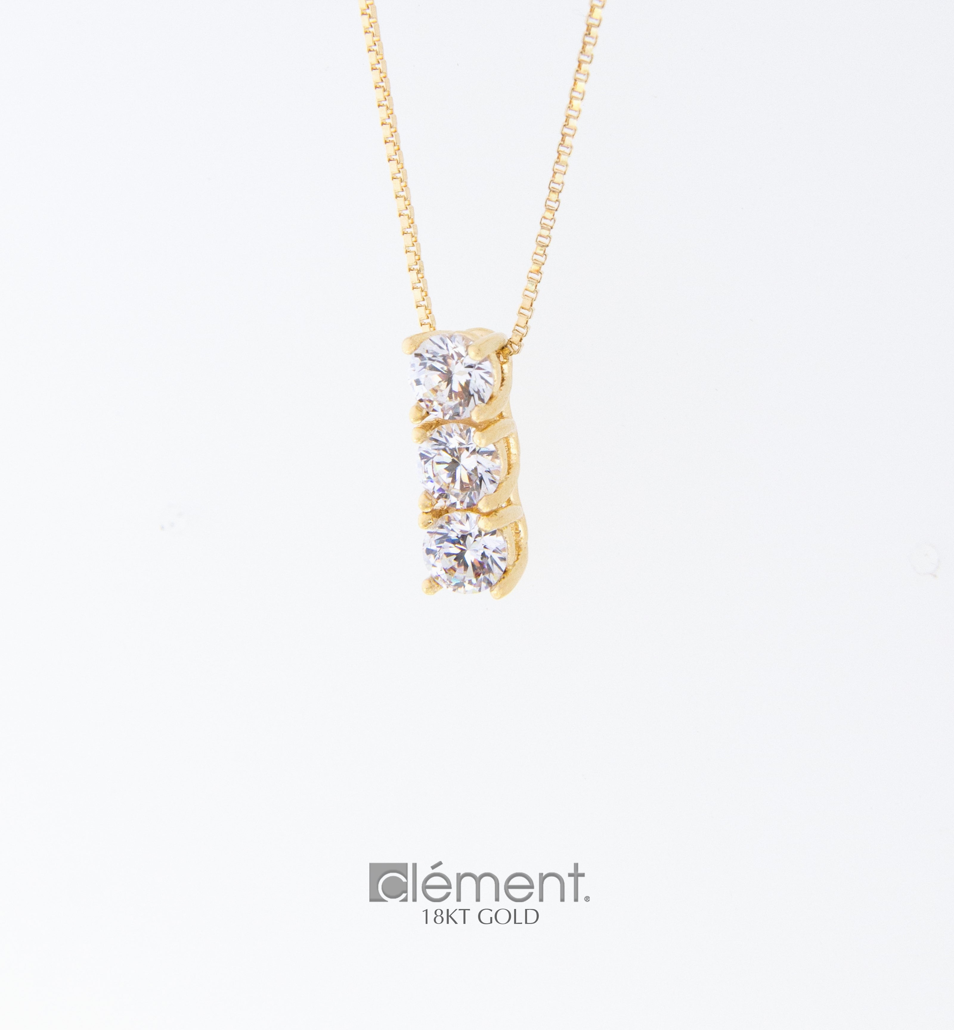 18ct Gold Trilogy Pendant with CZ Stones