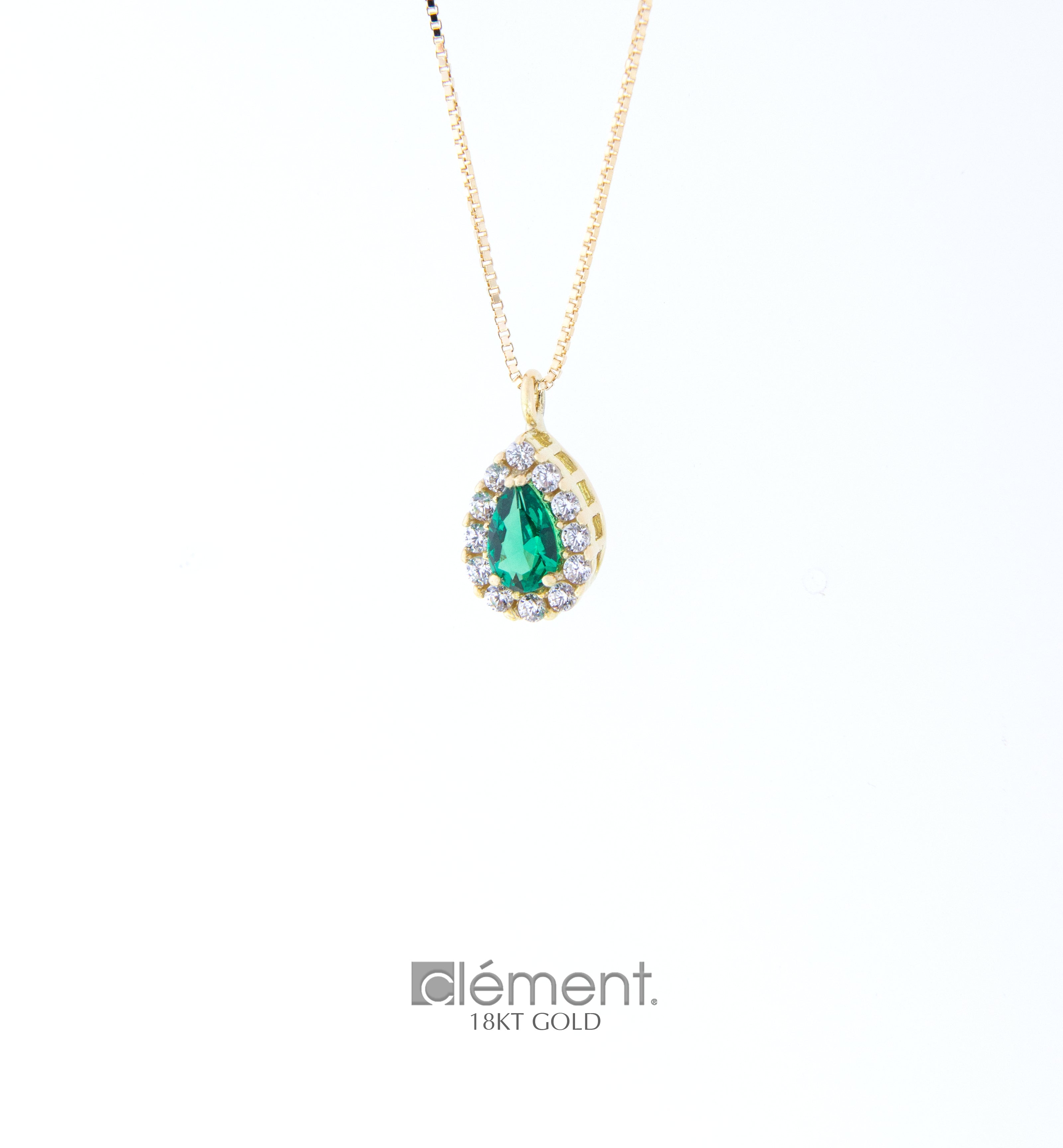 18ct Yellow Gold Drop Pendant with CZ Stones