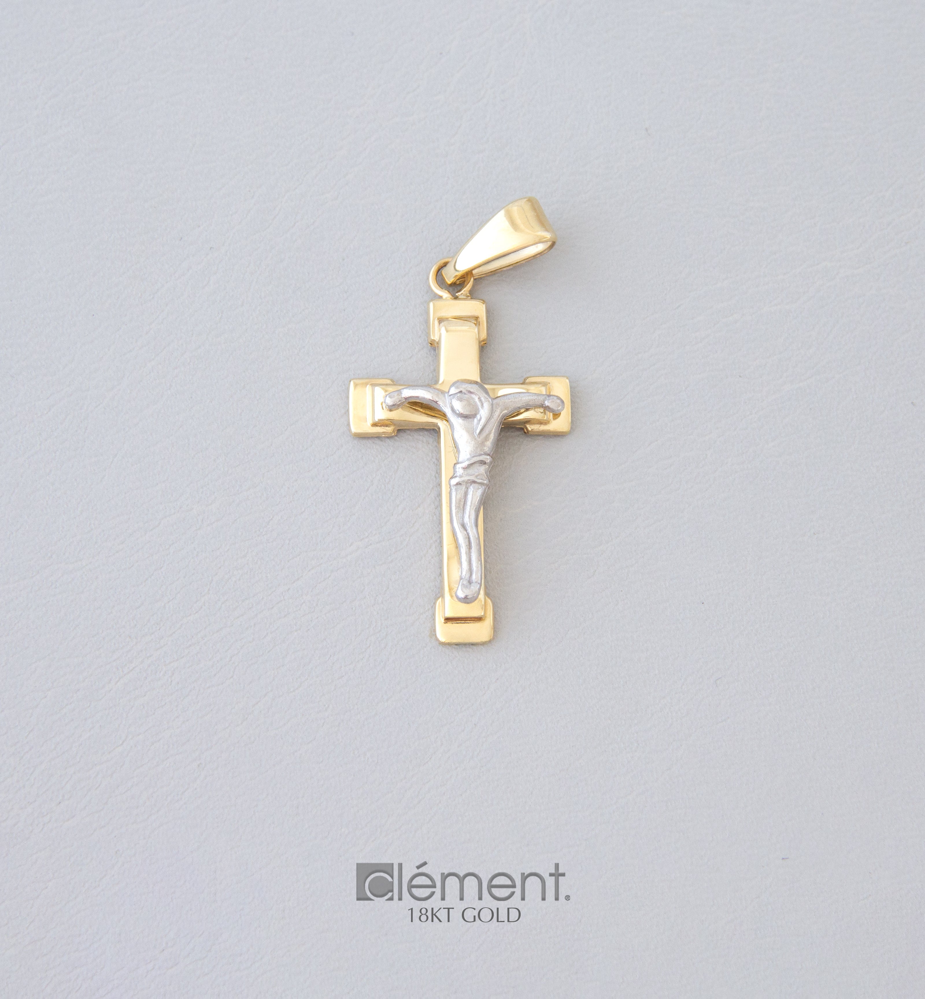 18ct Gold Two-Tone Crucifix Pendant