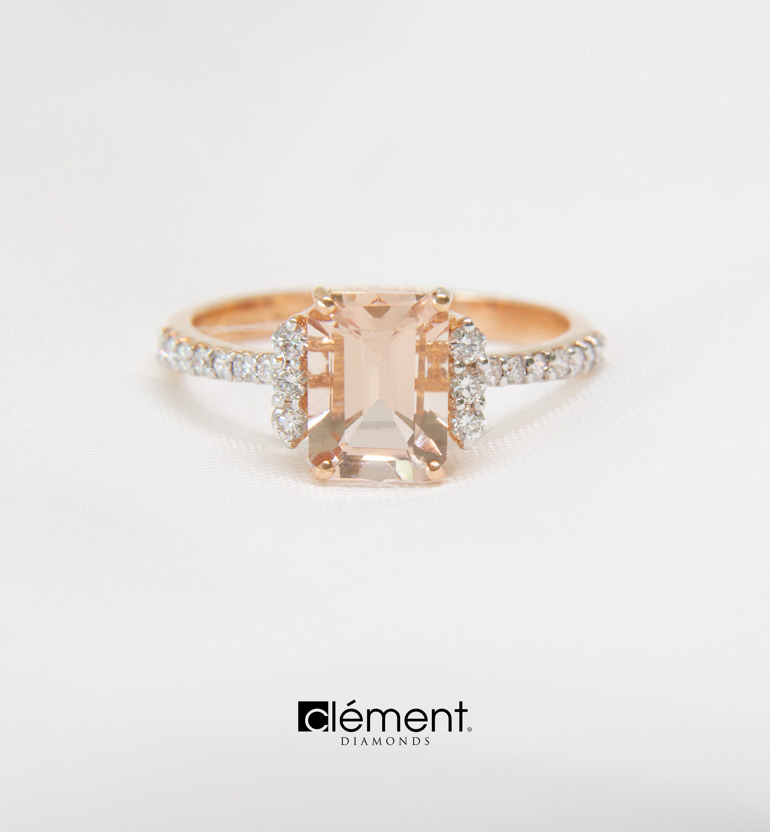 18ct Rose Gold Diamond and Morganite Ring