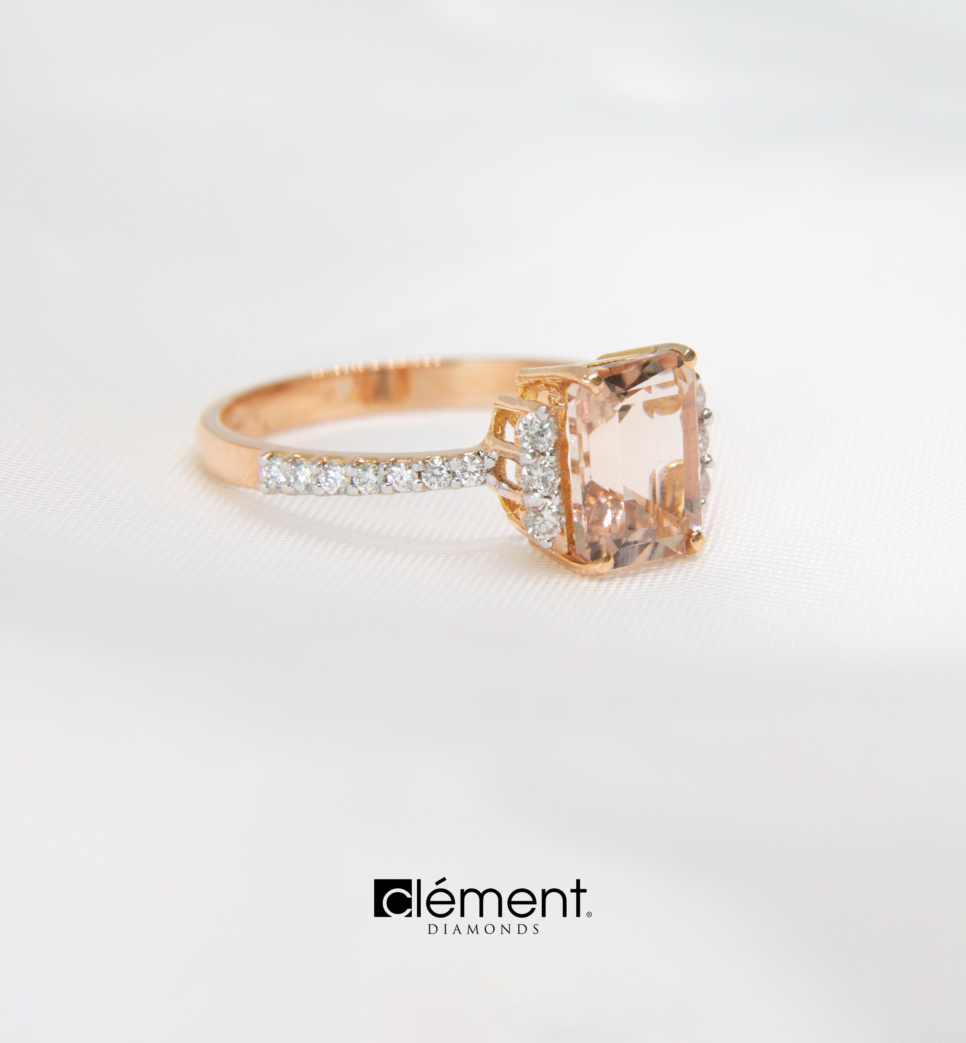 18ct Rose Gold Diamond and Morganite Ring