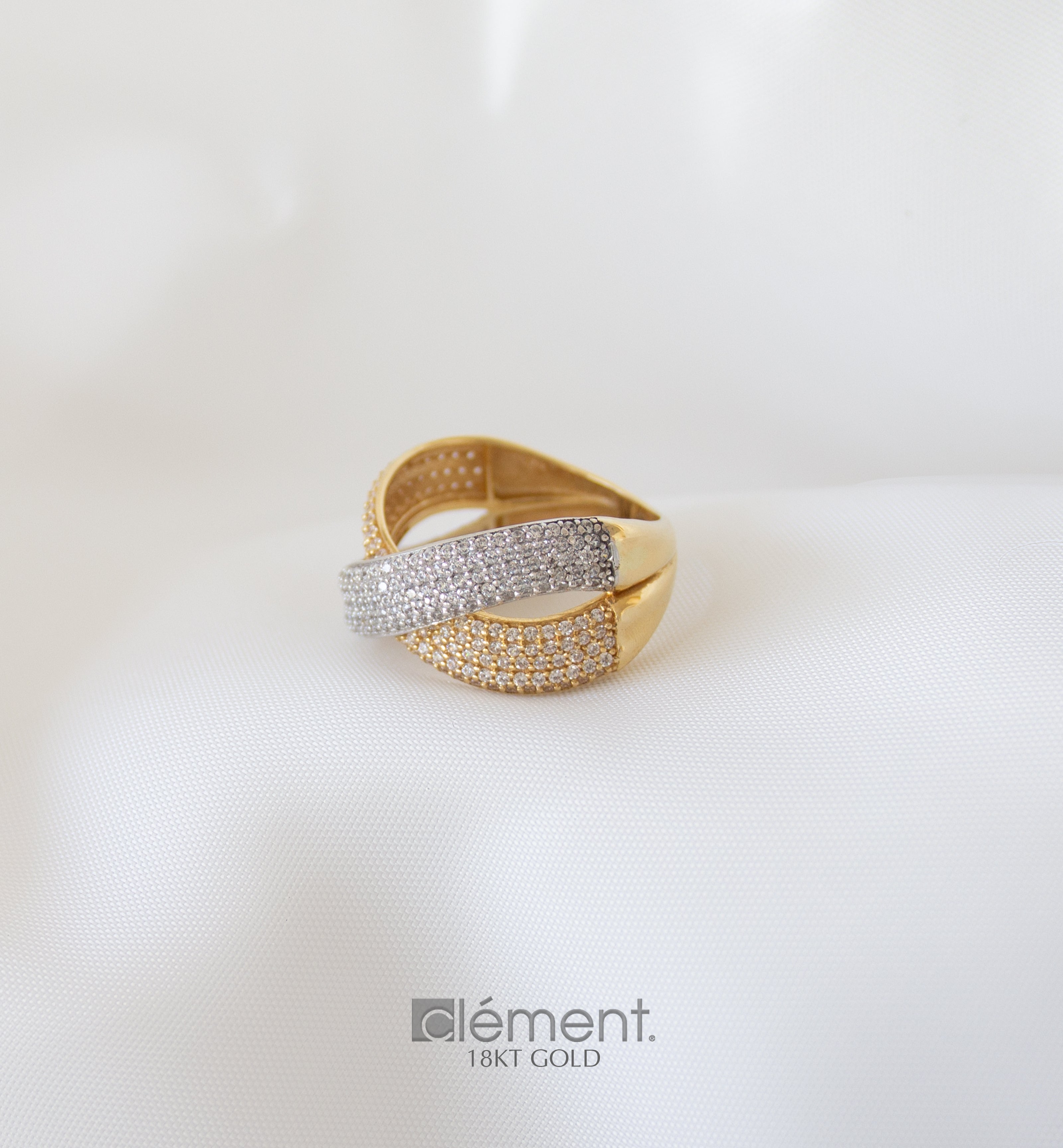 18ct Gold Two-Tone Ring with CZ Stones