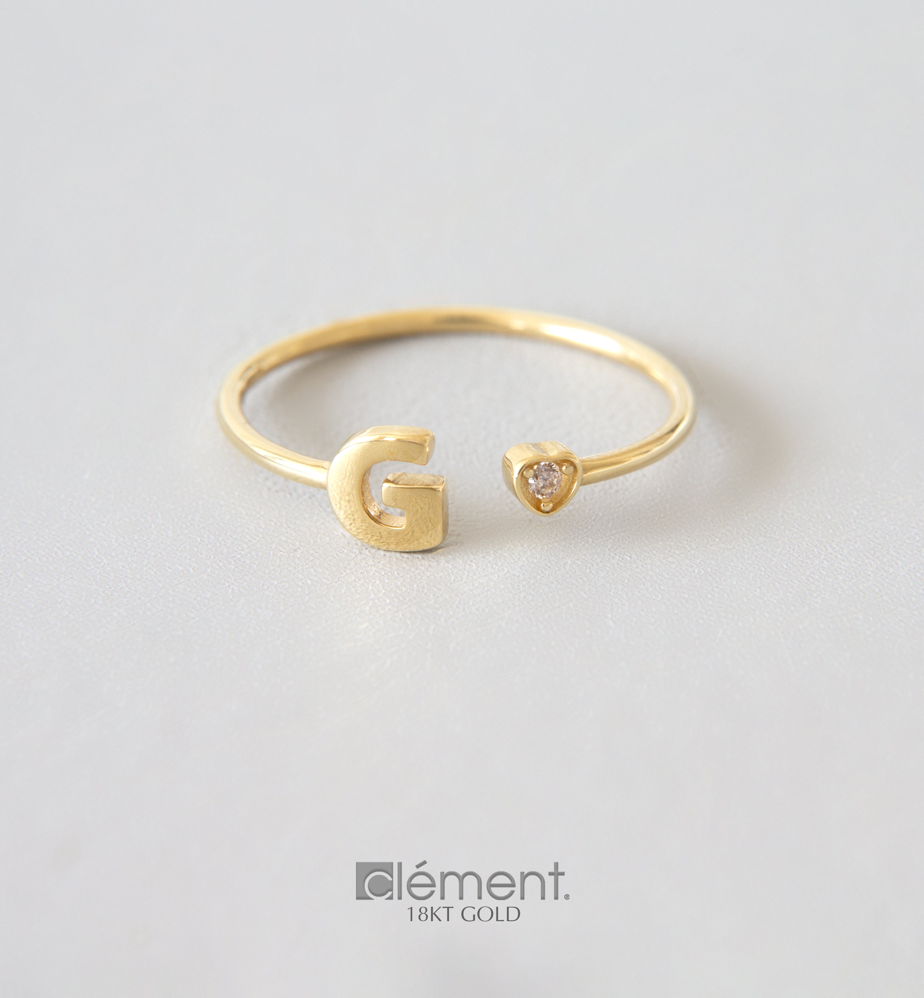 18ct Yellow Gold Initial Ring with CZ Stone