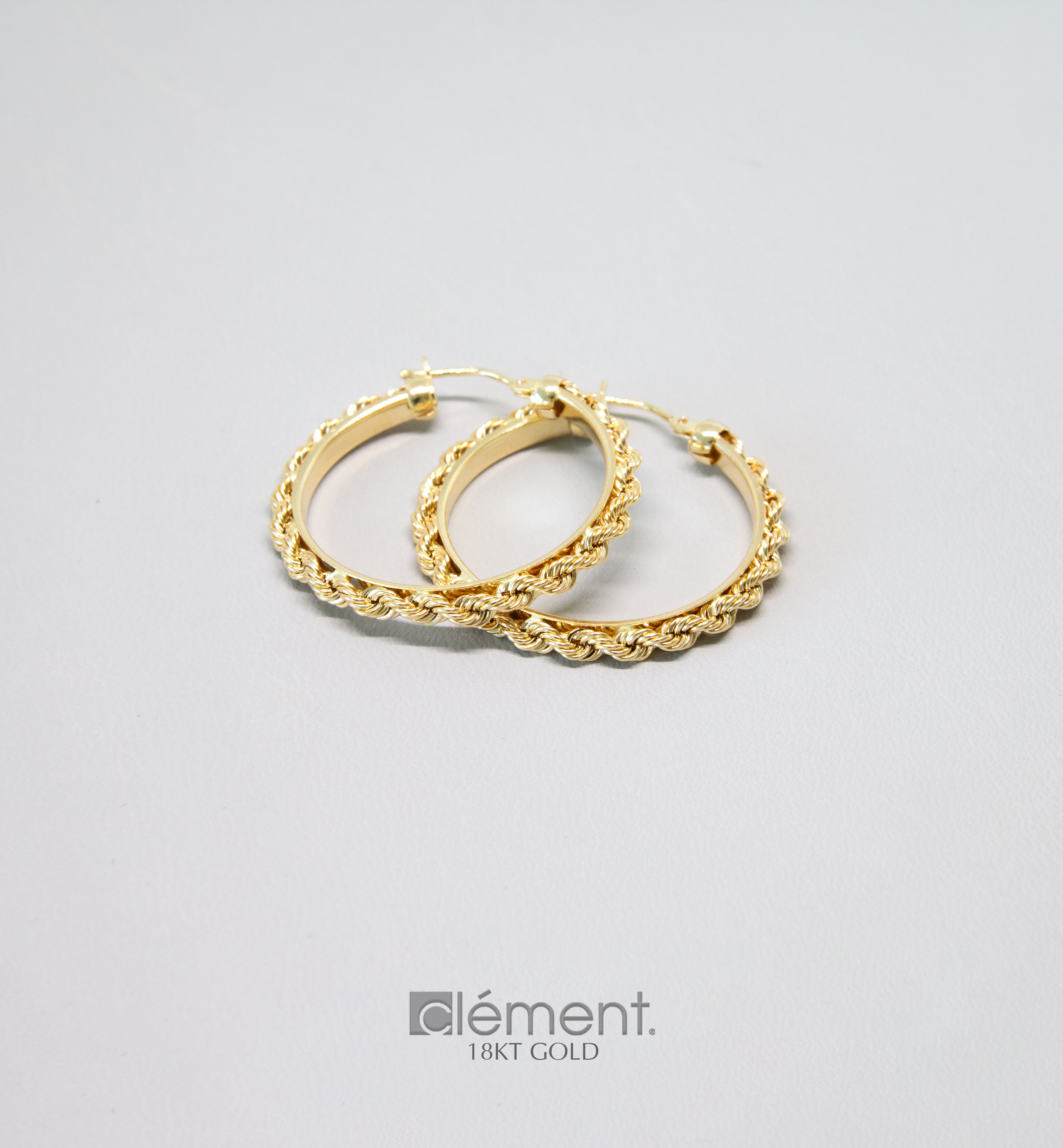 18ct Yellow Gold Rope Design Hoop Earrings