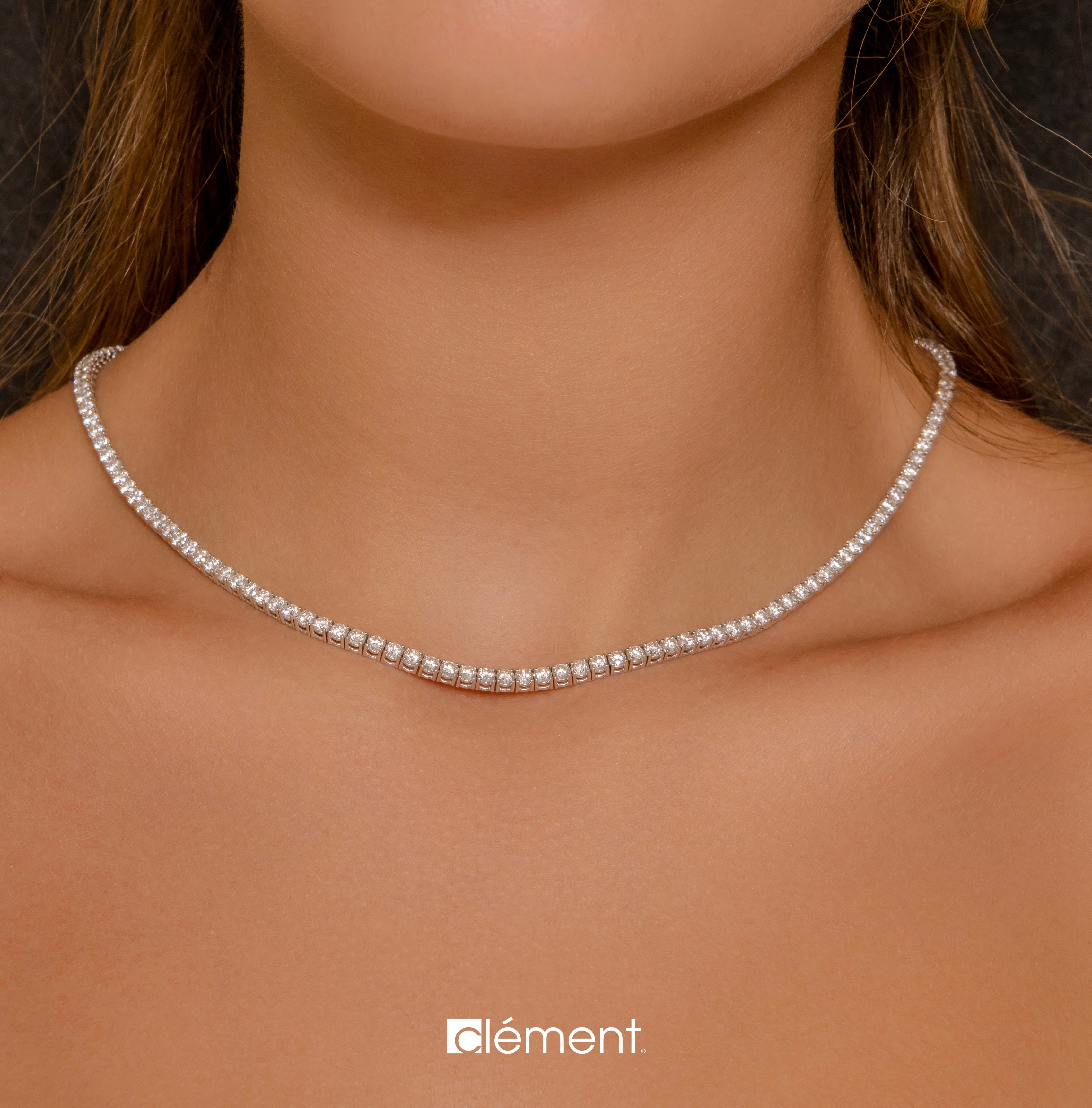 18ct White Gold Natural Diamond Tennis Necklace