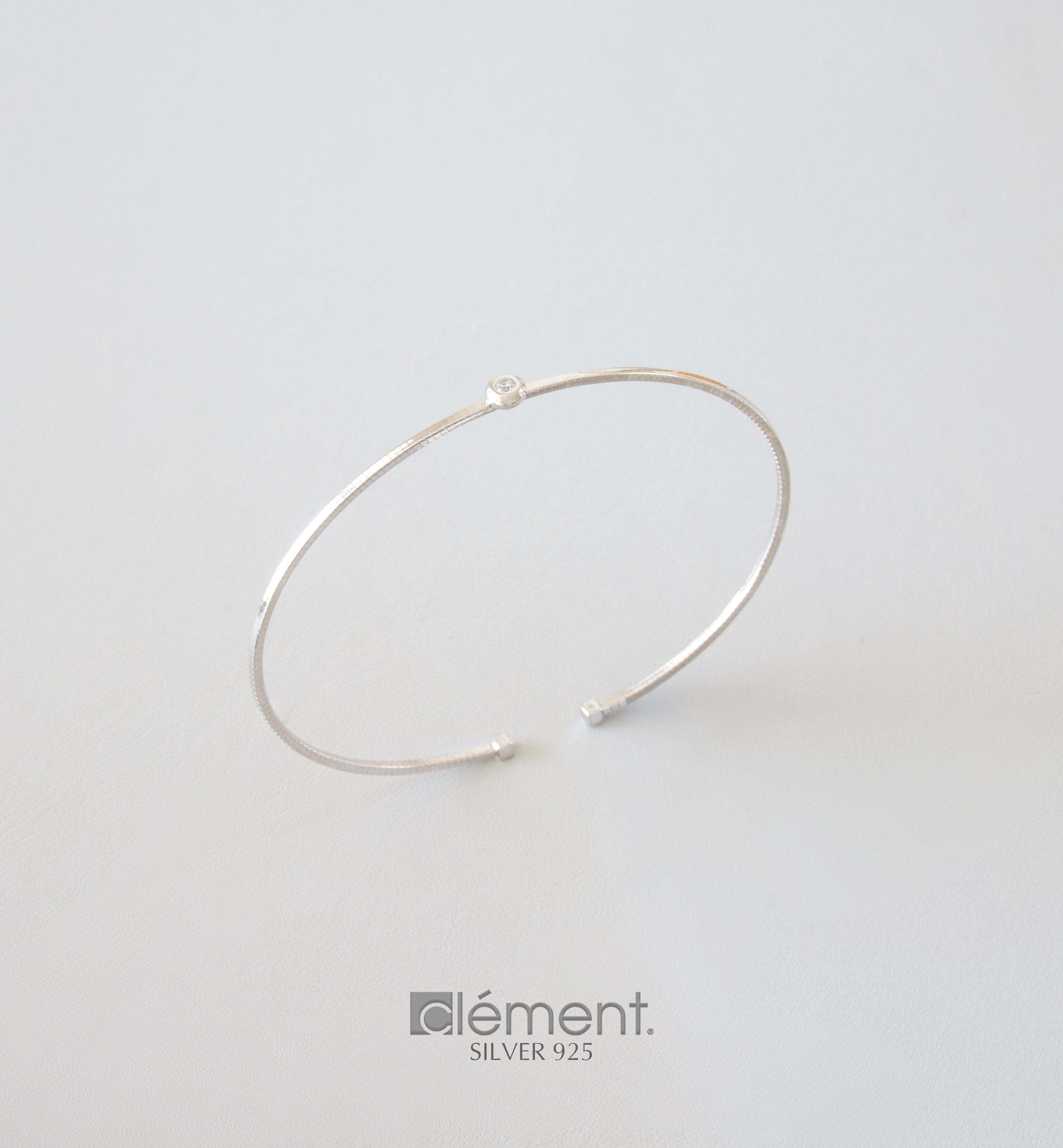 Silver 925 Bangle with CZ Stone