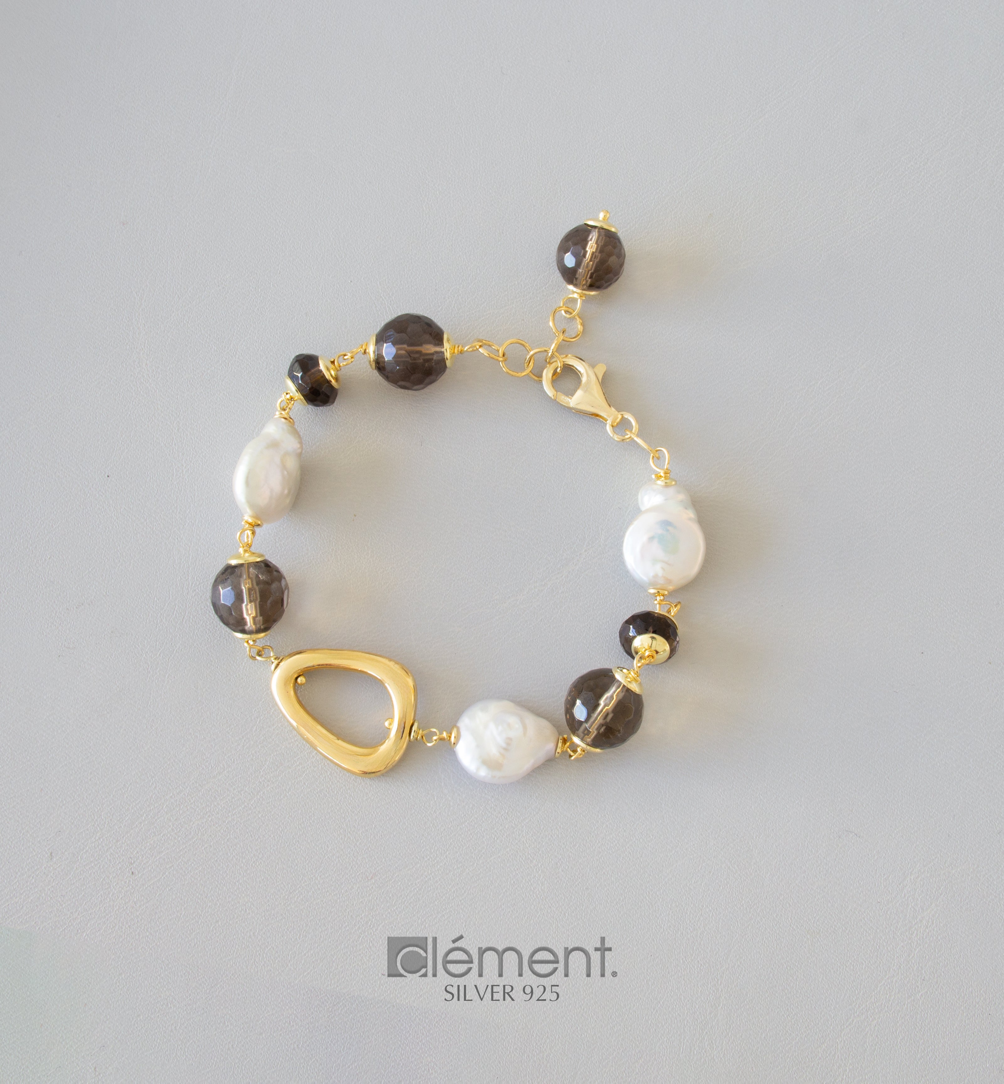 Silver 925 Bracelet with Semi-Precious Stones and Pearls