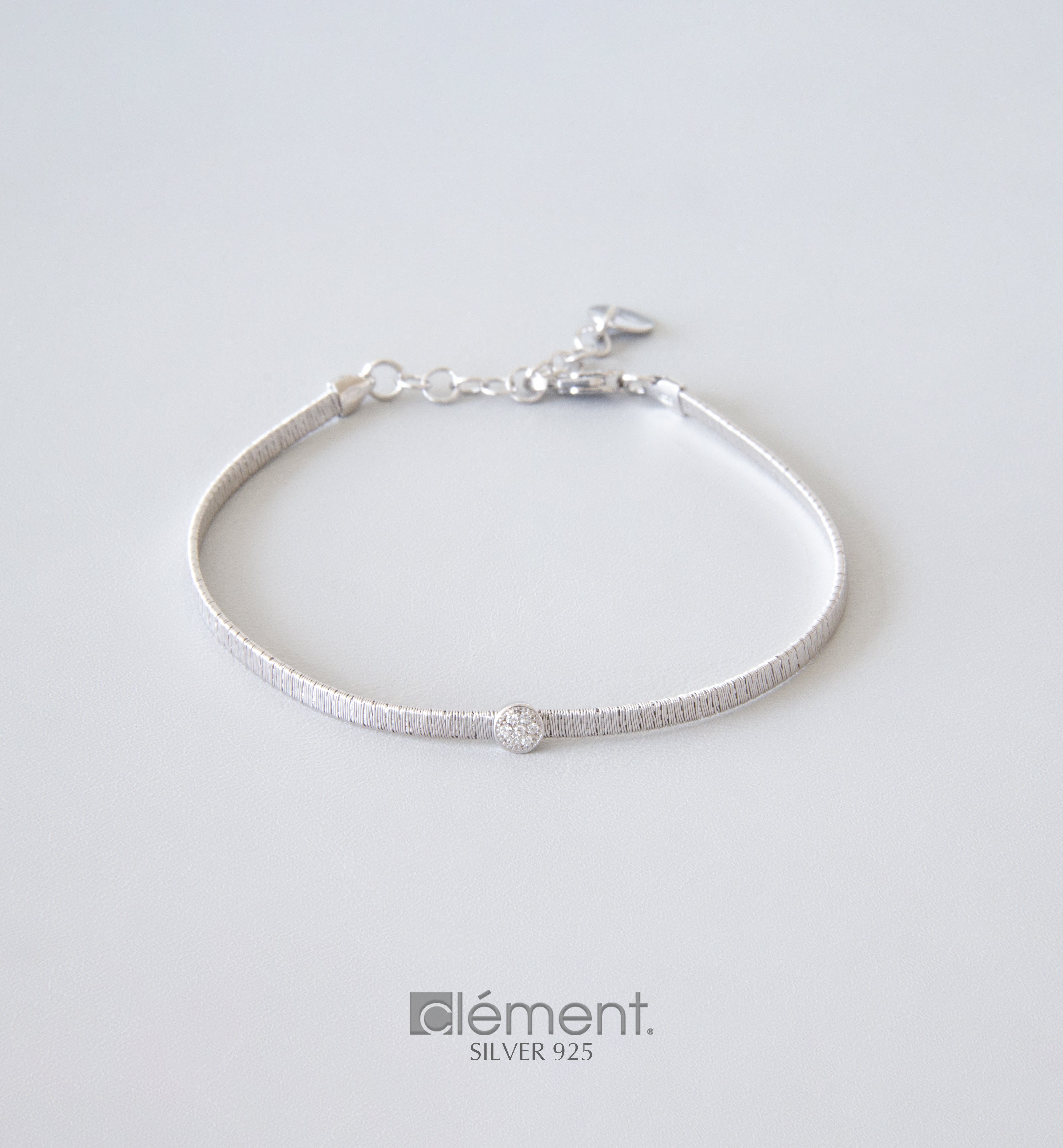 Silver 925 Flat Bracelet with CZ Stones
