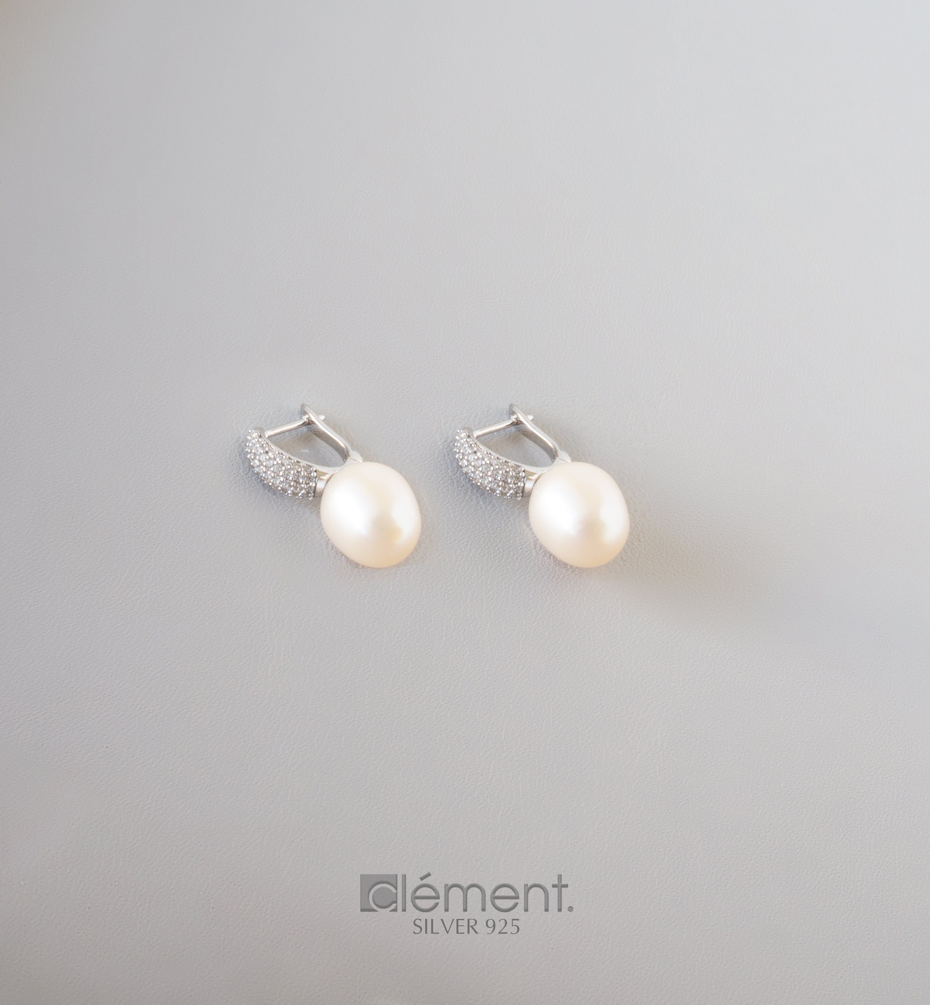 Silver 925 Pearl Earrings with CZ Stones