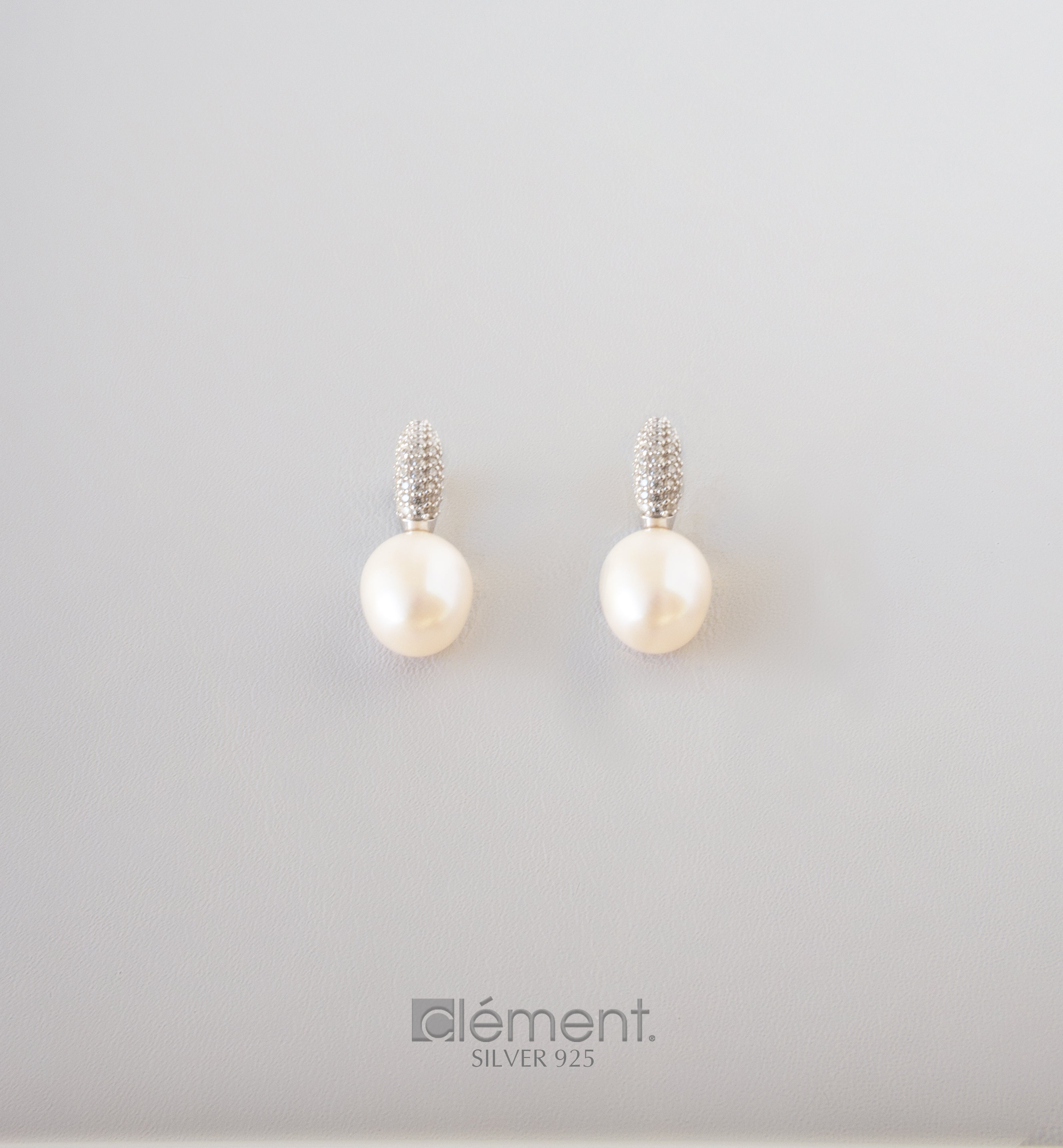 Silver 925 Pearl Earrings with CZ Stones