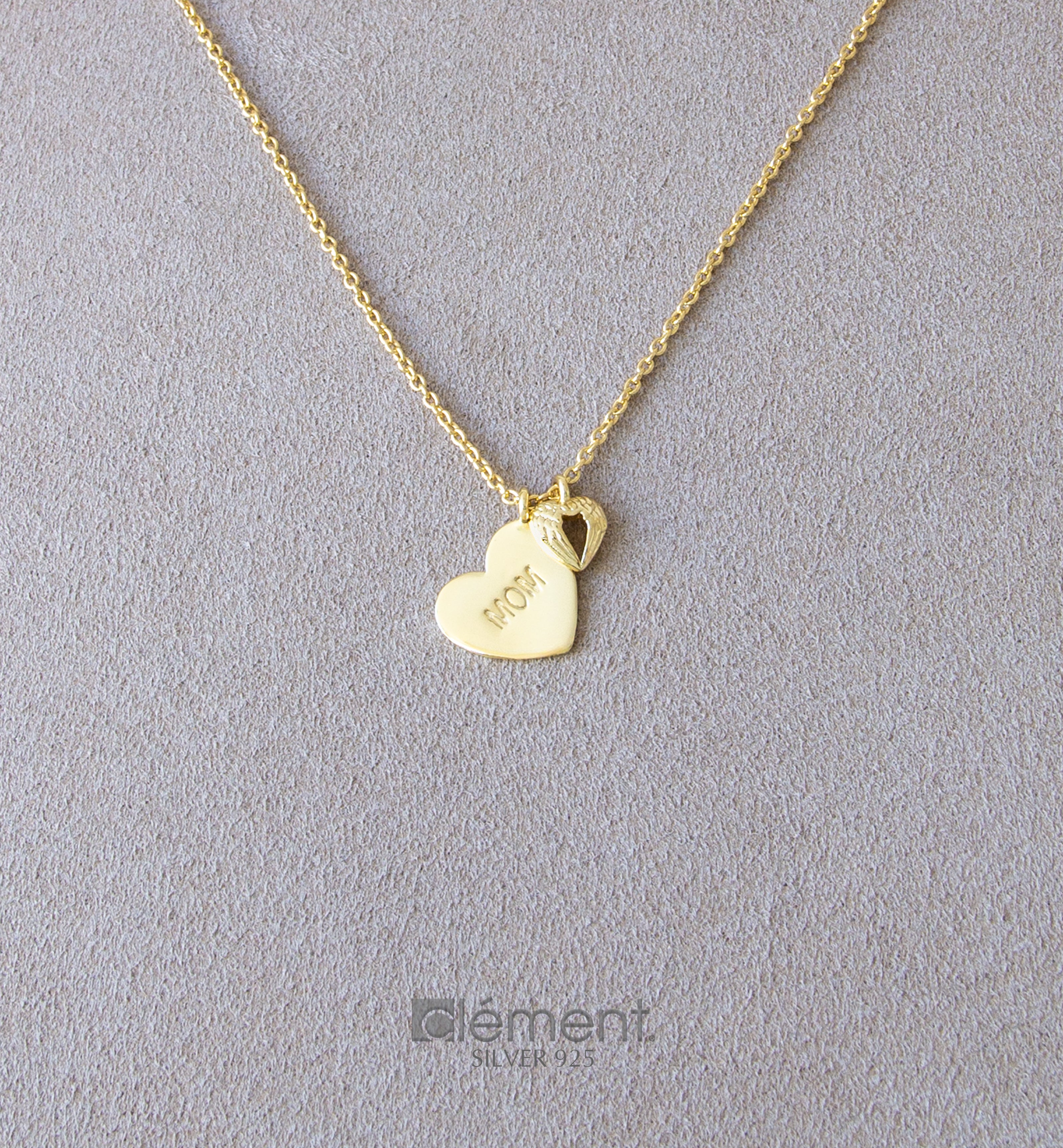 Silver 925 Yellow Gold Plated Mom Necklace