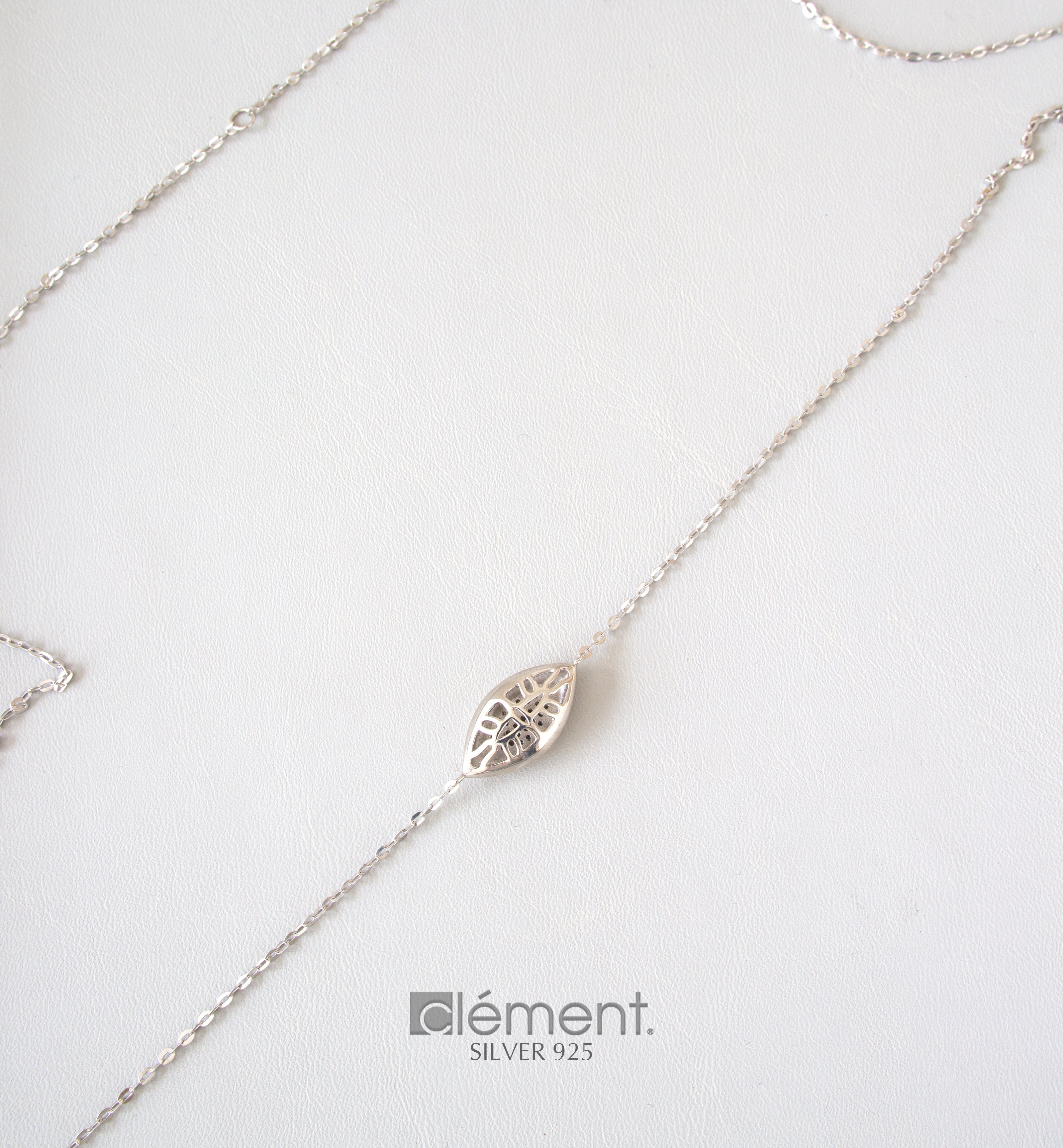 Silver 925 Long Necklace with CZ Stones