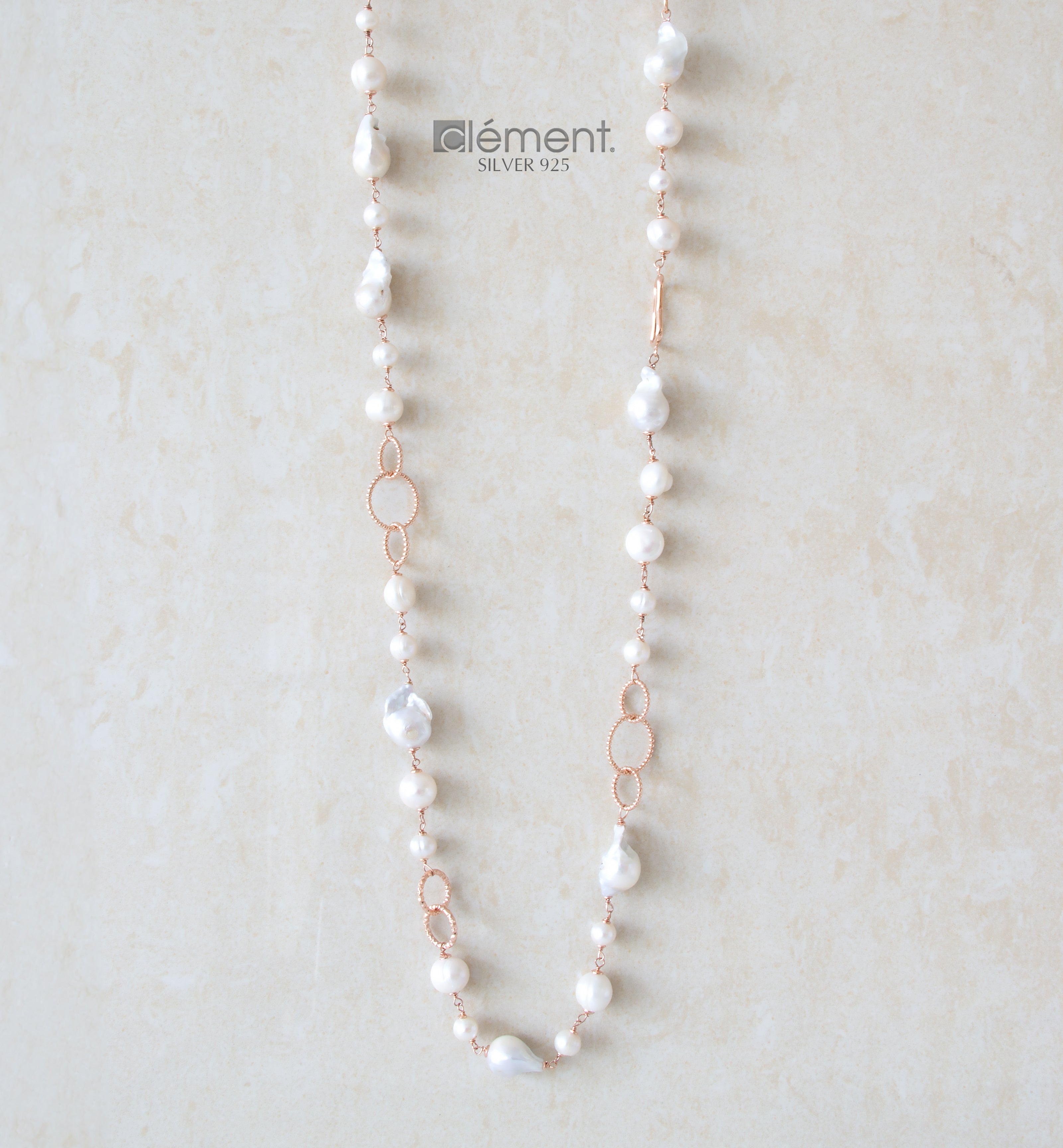 Silver 925 Long Necklace with FW Cultured Pearl