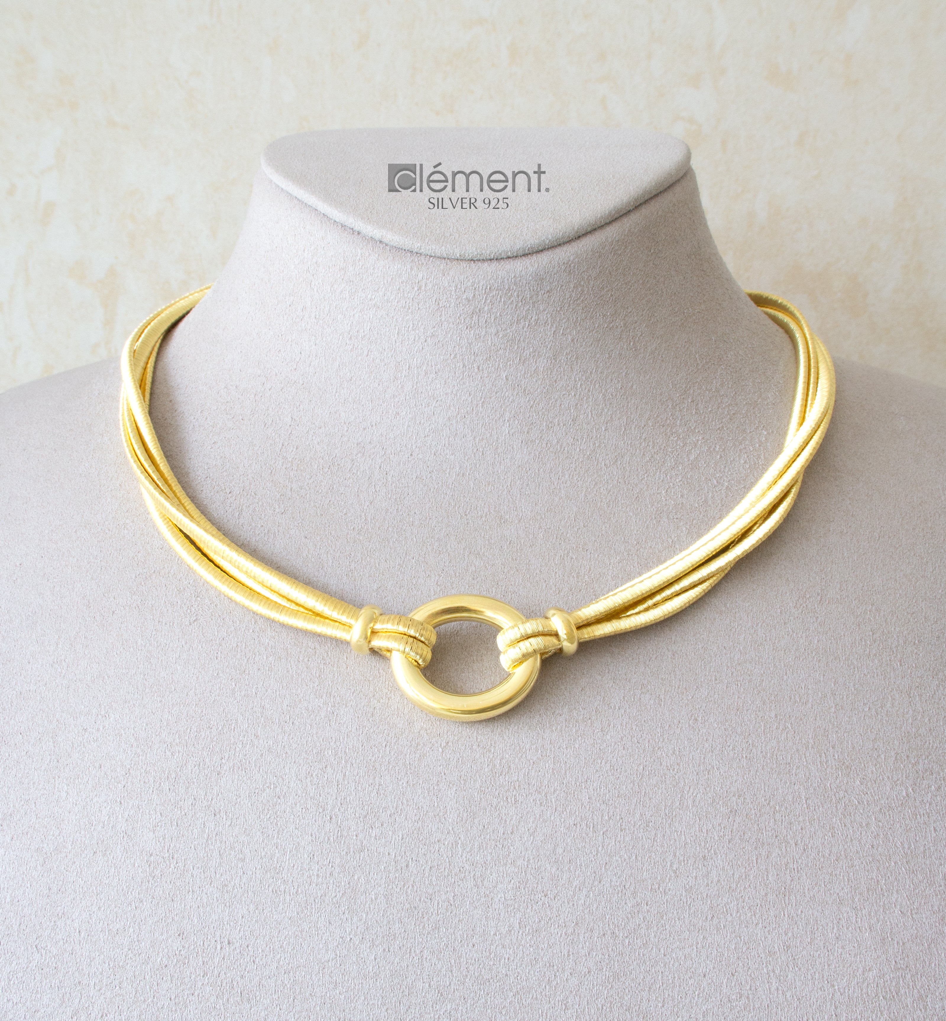 Silver 925 Yellow Gold Plated Circle Necklace