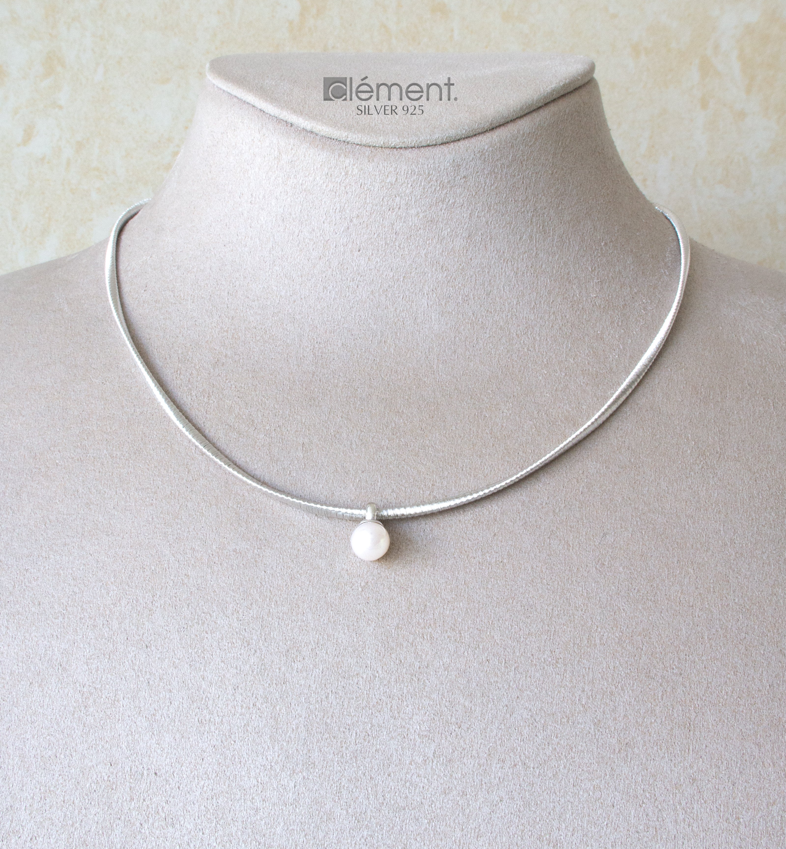 Silver 925 Twisted Necklace with Pearl