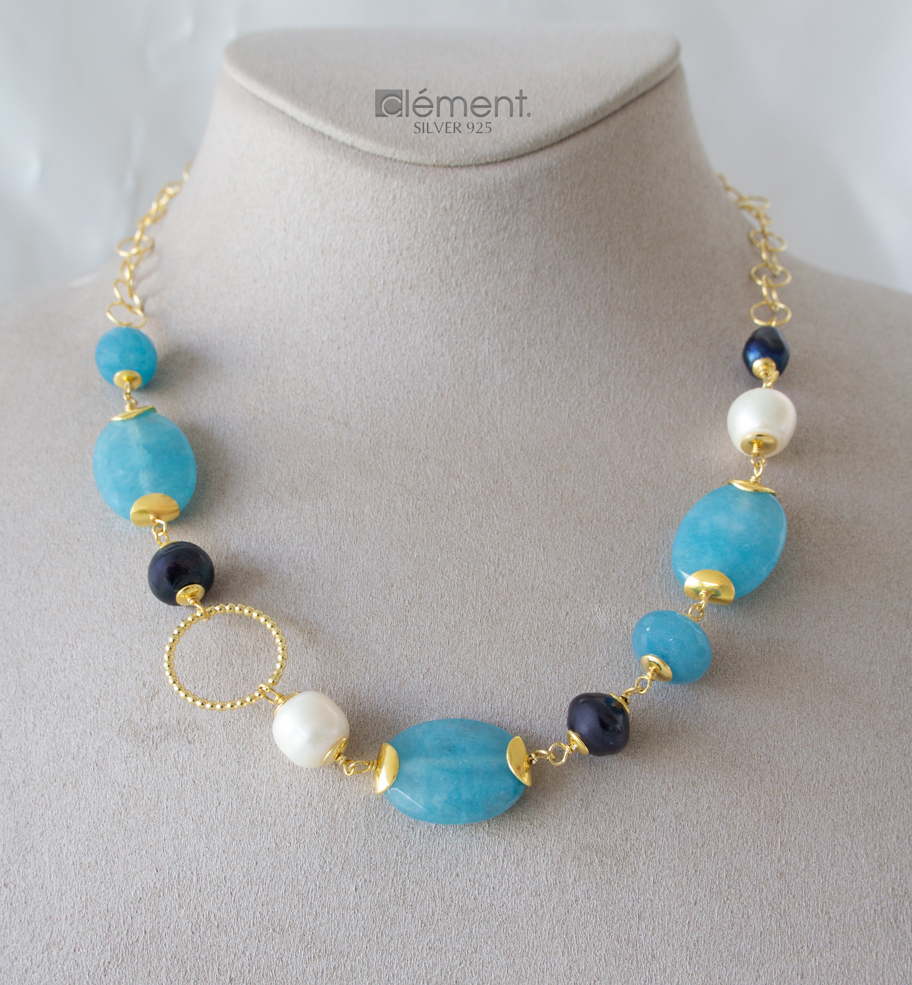 Silver 925 Necklace with Semi-Precious Stones