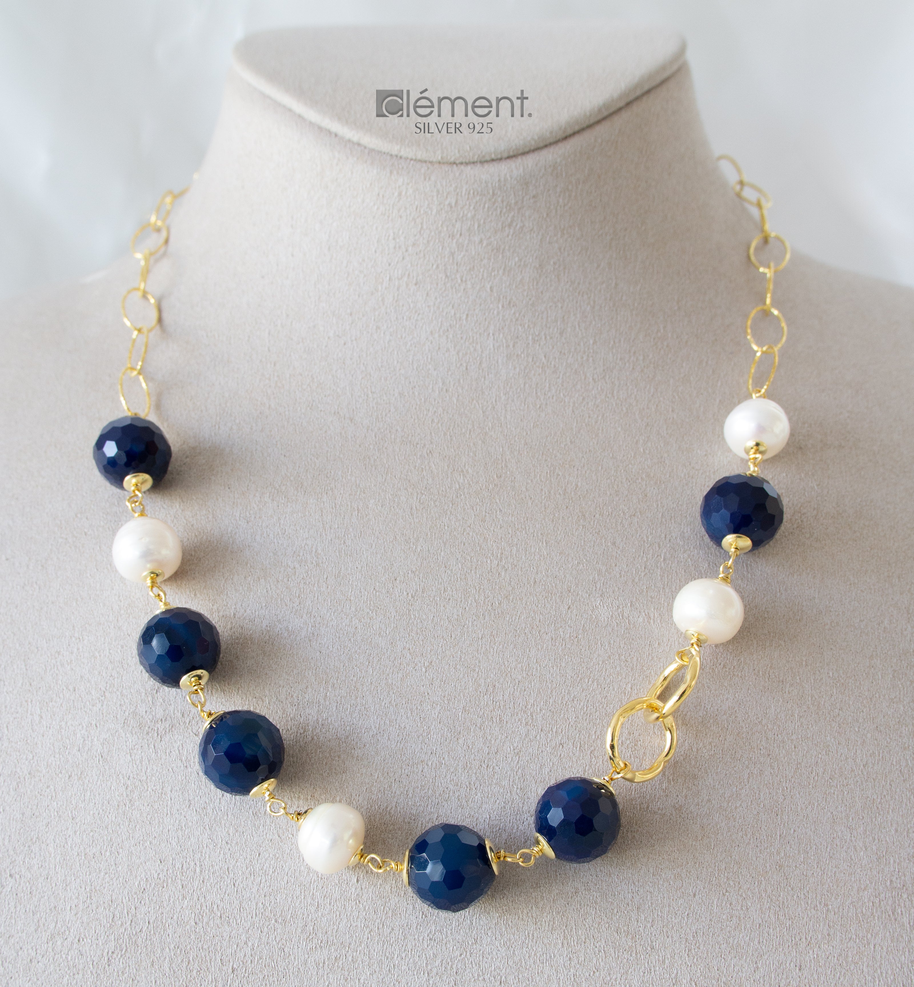 Silver 925 Necklace with Semi-Precious Stones