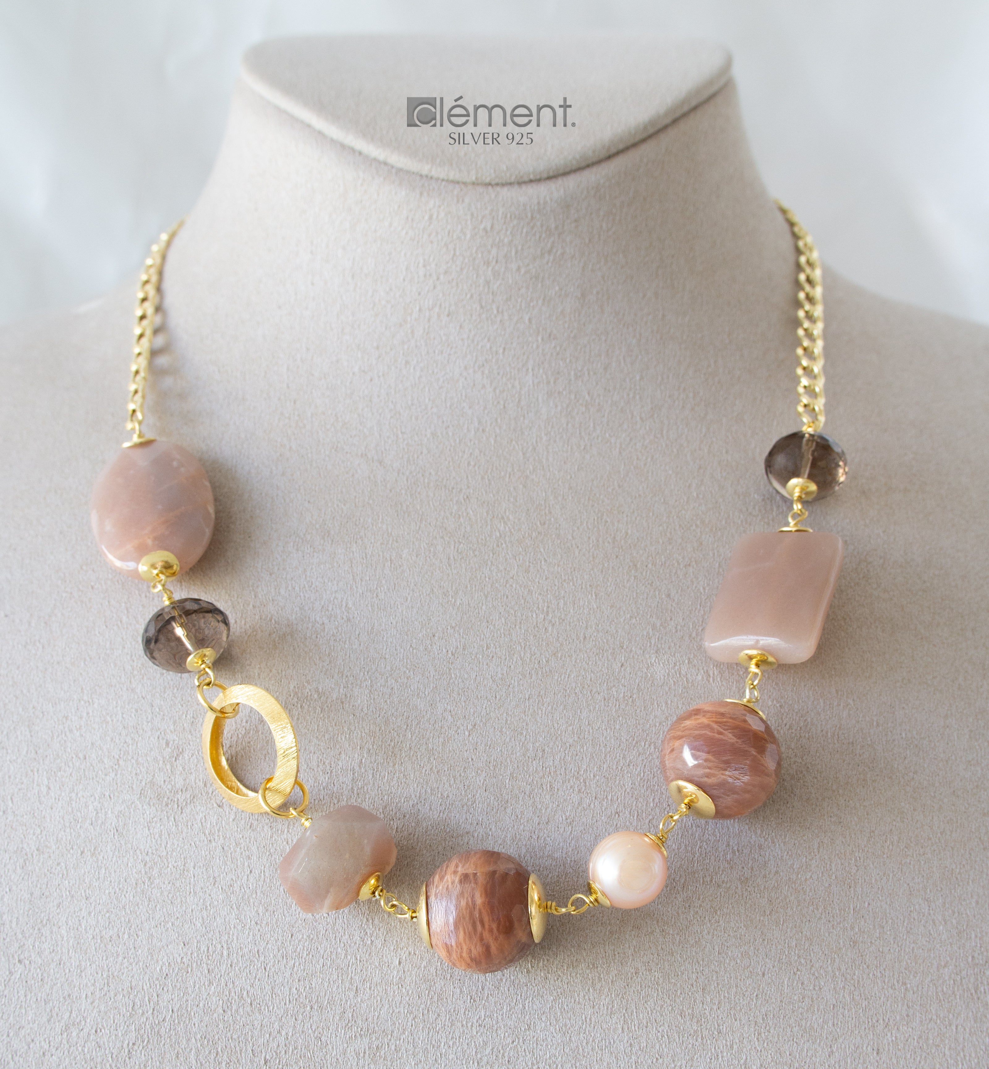 Silver 925 Necklace with Semi-Precious Stones