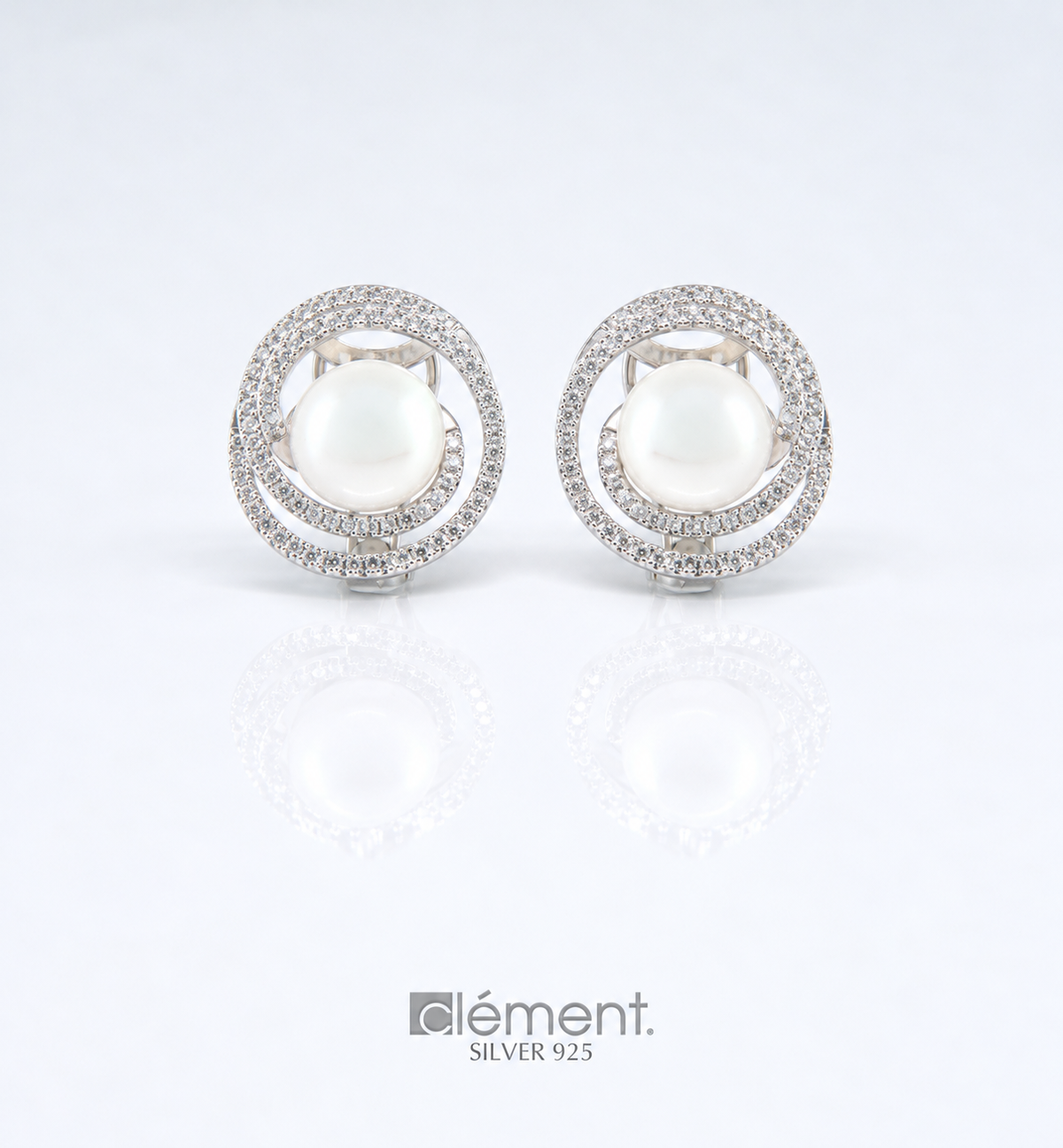 Silver 925 Earrings with Pearl and CZ Stones