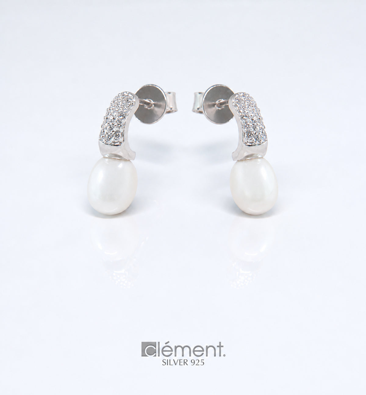 Silver 925 Earrings with Pearl and CZ Stones
