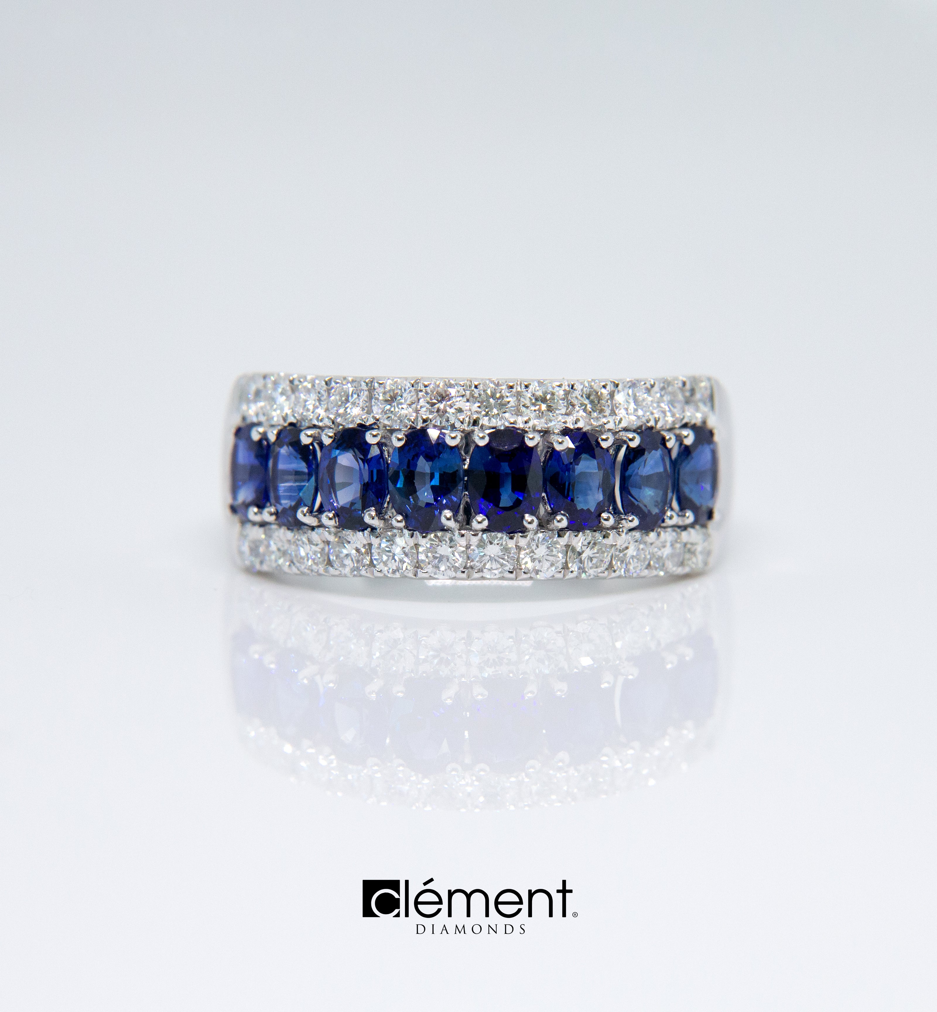 18ct White Gold Blue Sapphire and Diamond Ring