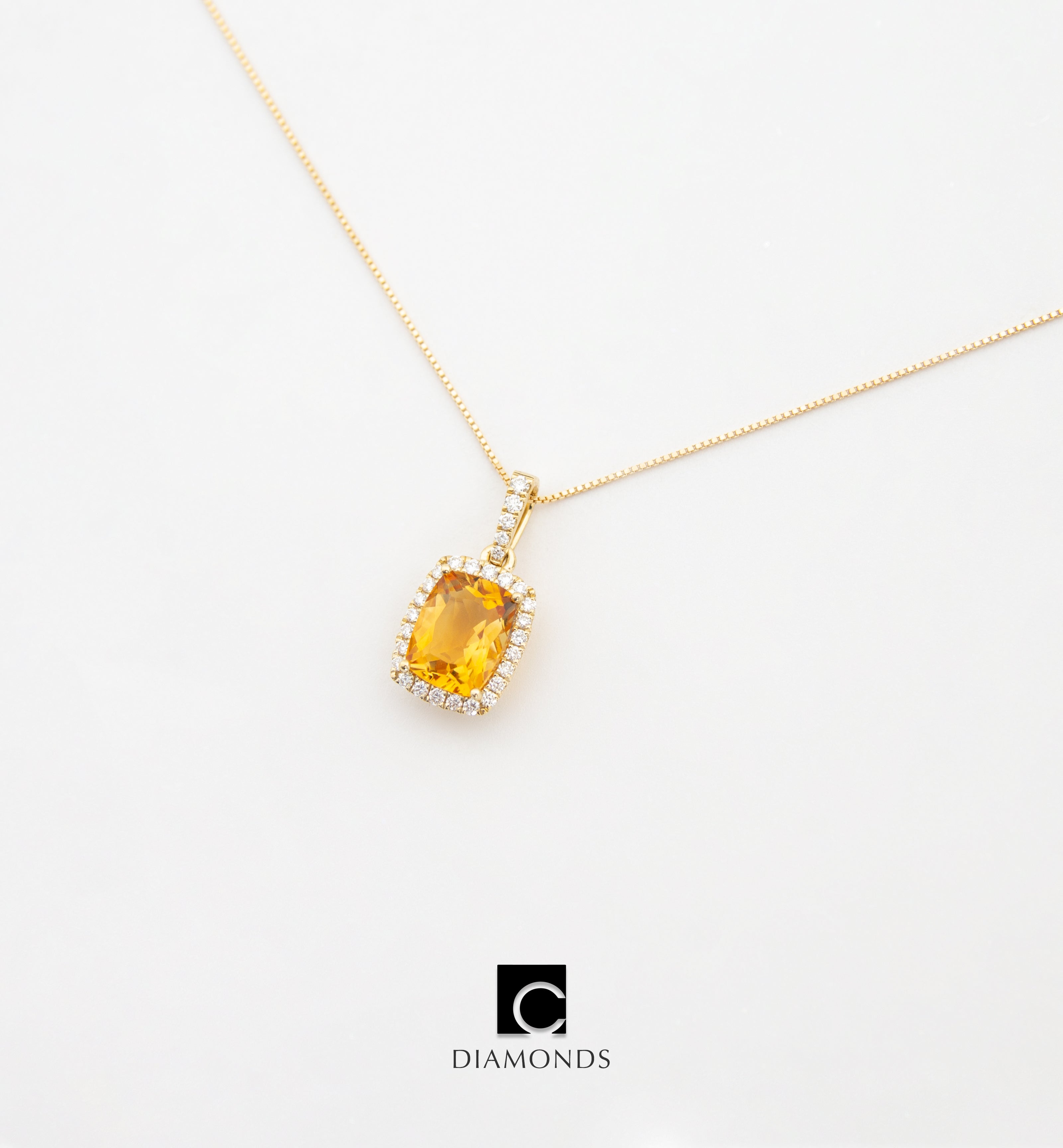 18ct Yellow Gold Diamond and Citrine Pendant