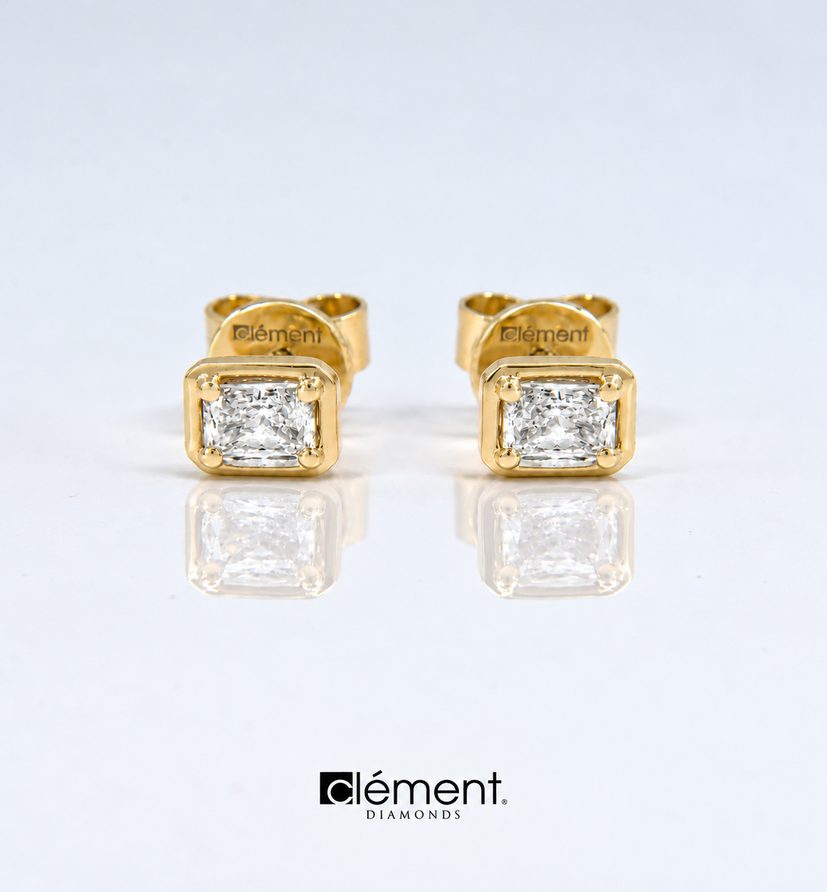 18ct Yellow Gold Radiant Cut Natural Diamond Earrings