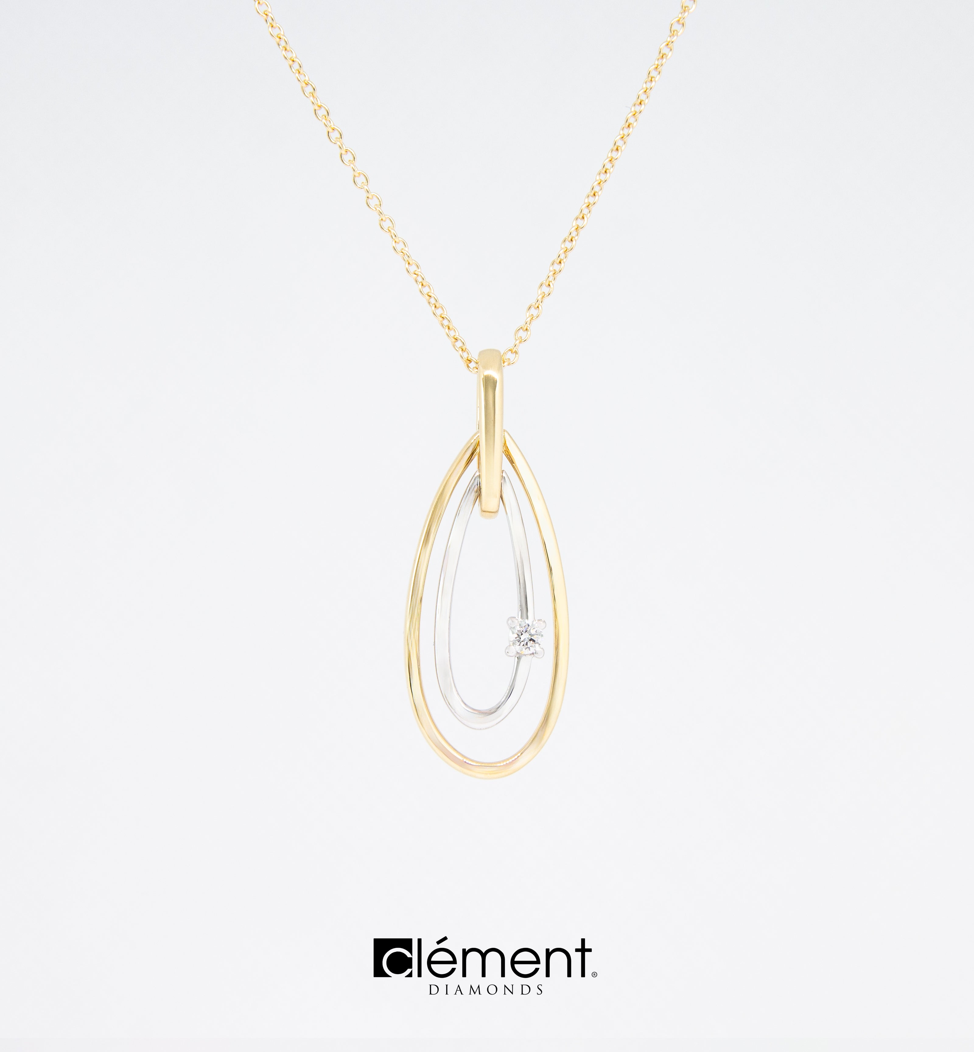 18ct Gold Two-Tone Diamond Design Pendant