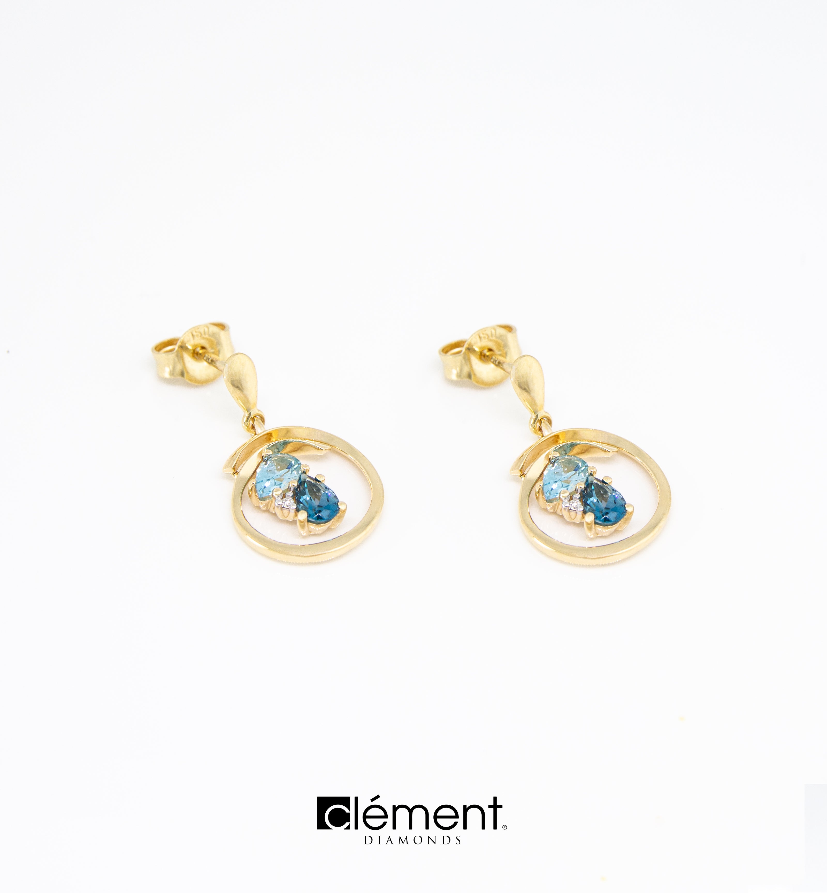 18ct Yellow Gold Diamond and Topaz Earrings