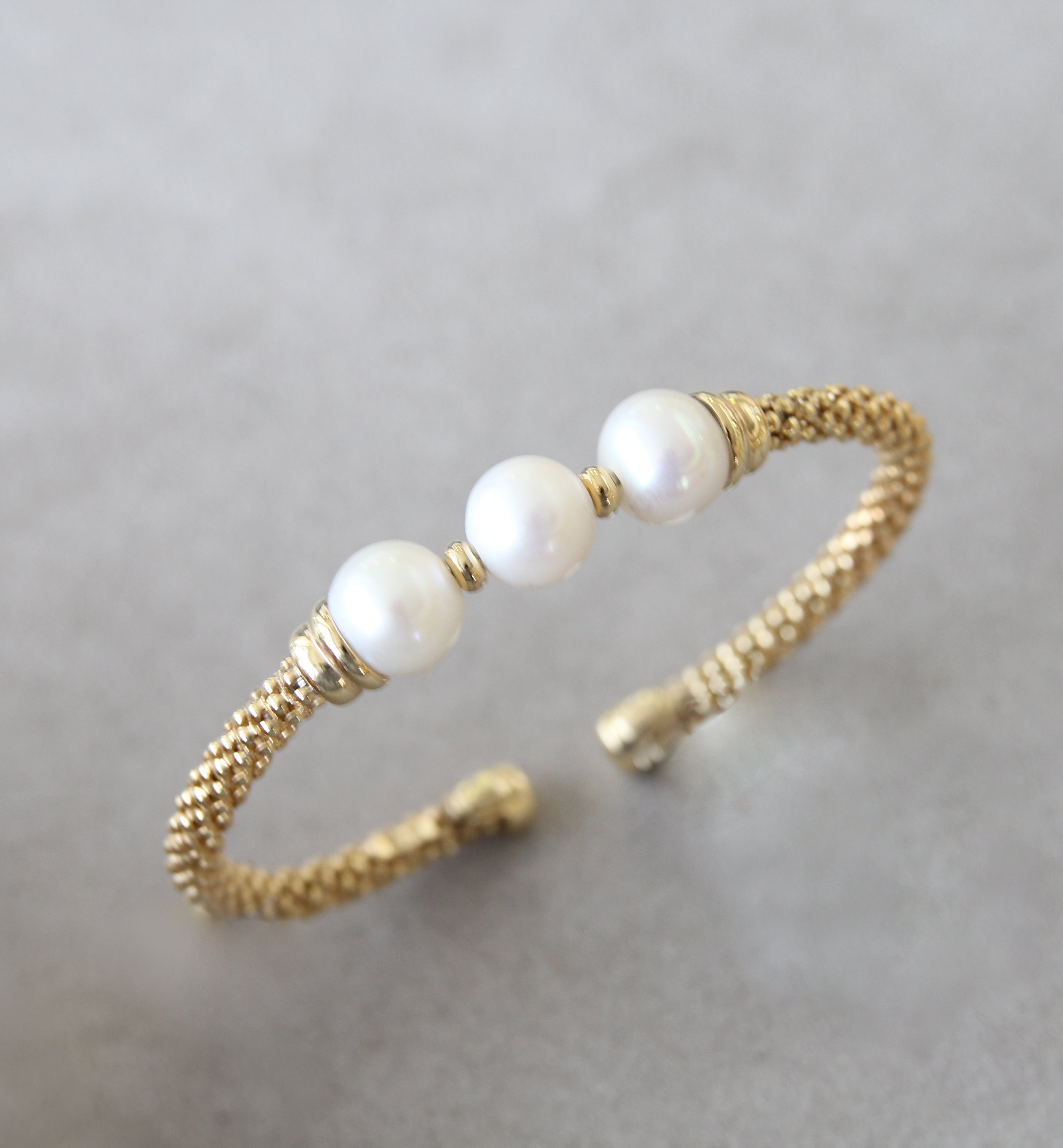 Silver 925 Bangle with Cultured Pearls