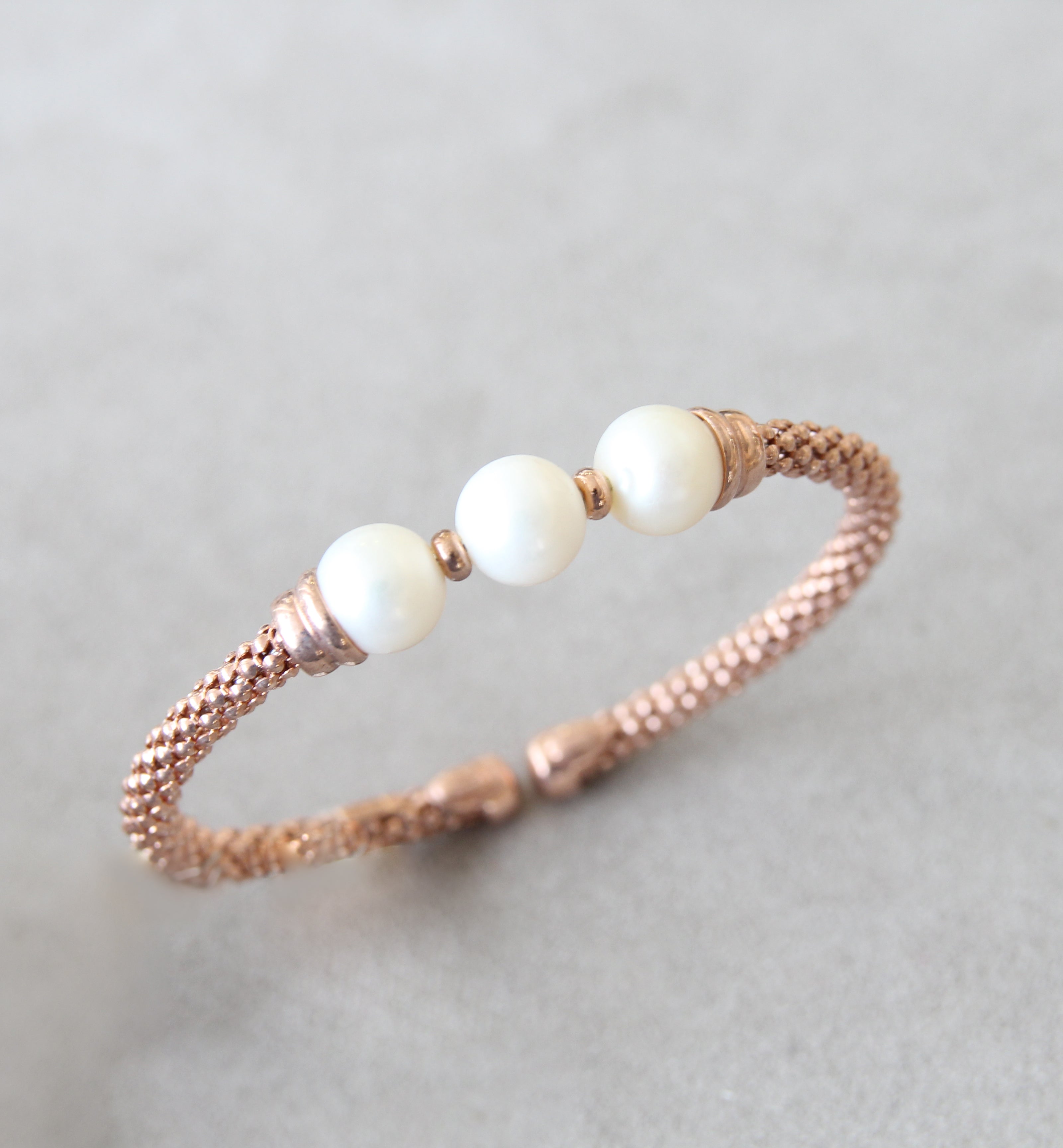 Silver 925 Bangle with Cultured Pearls