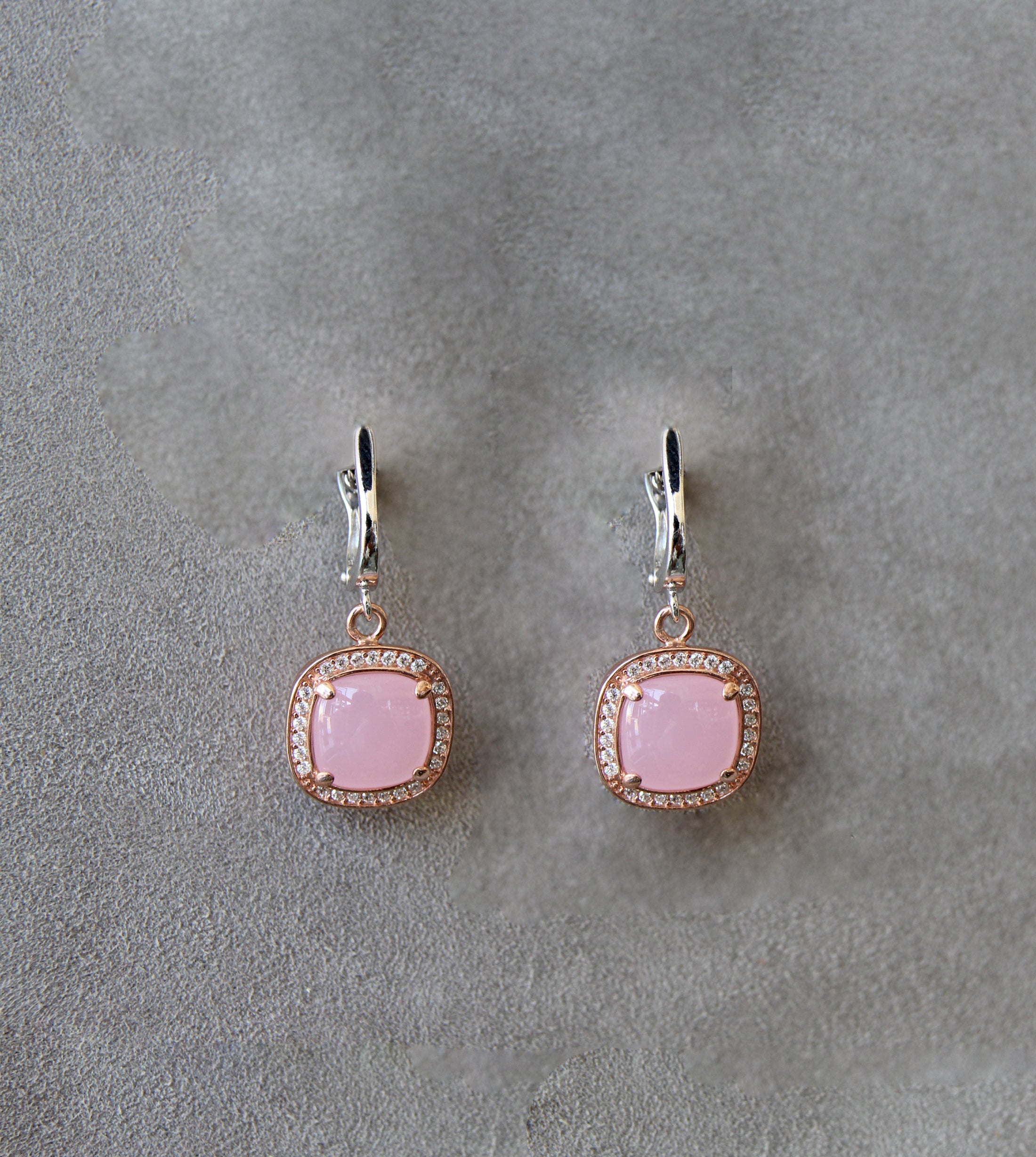 Silver 925 Pink Quartz Earring