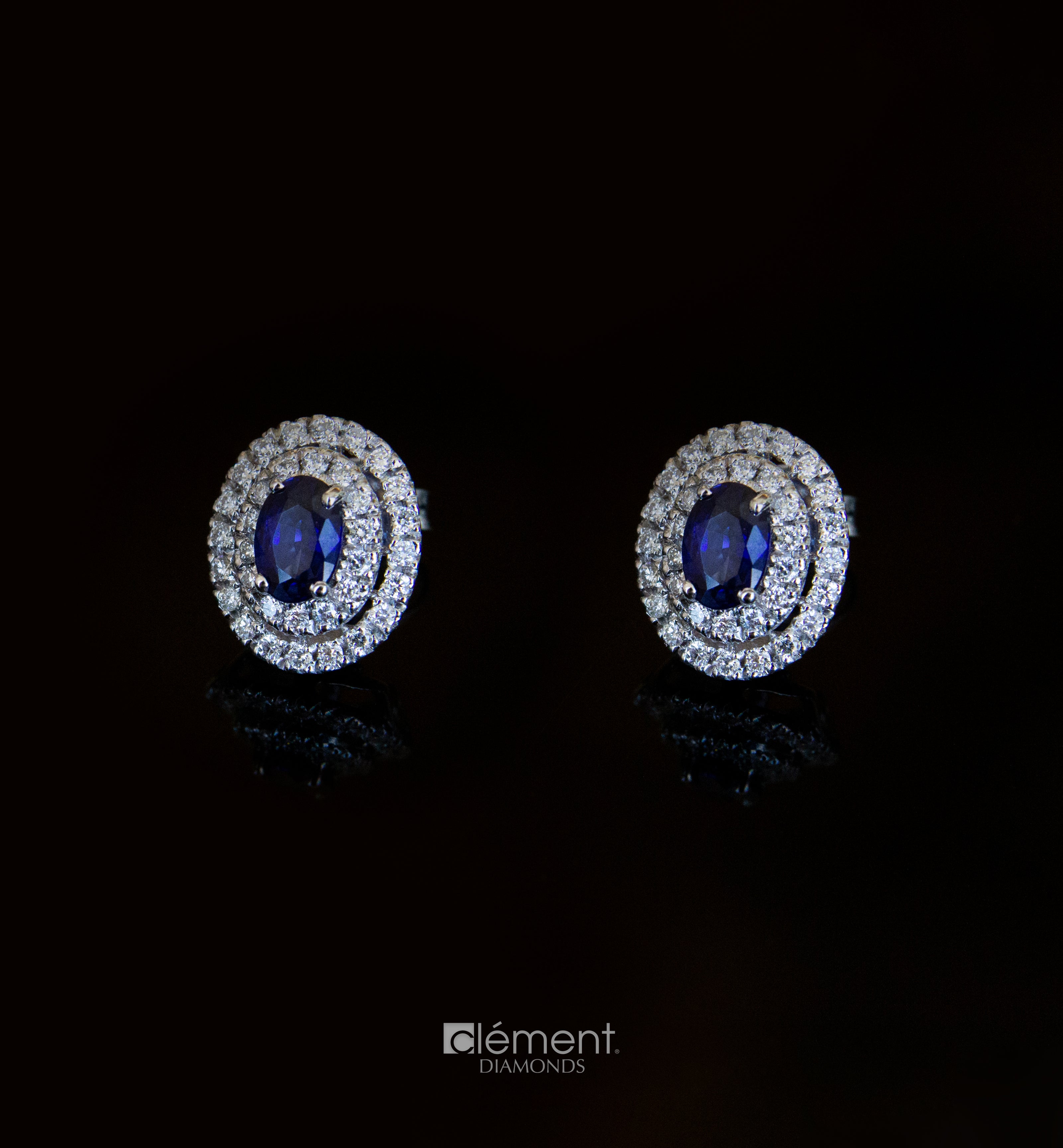 18ct White Gold Diamond & Blue Sapphire Diamond Earrings