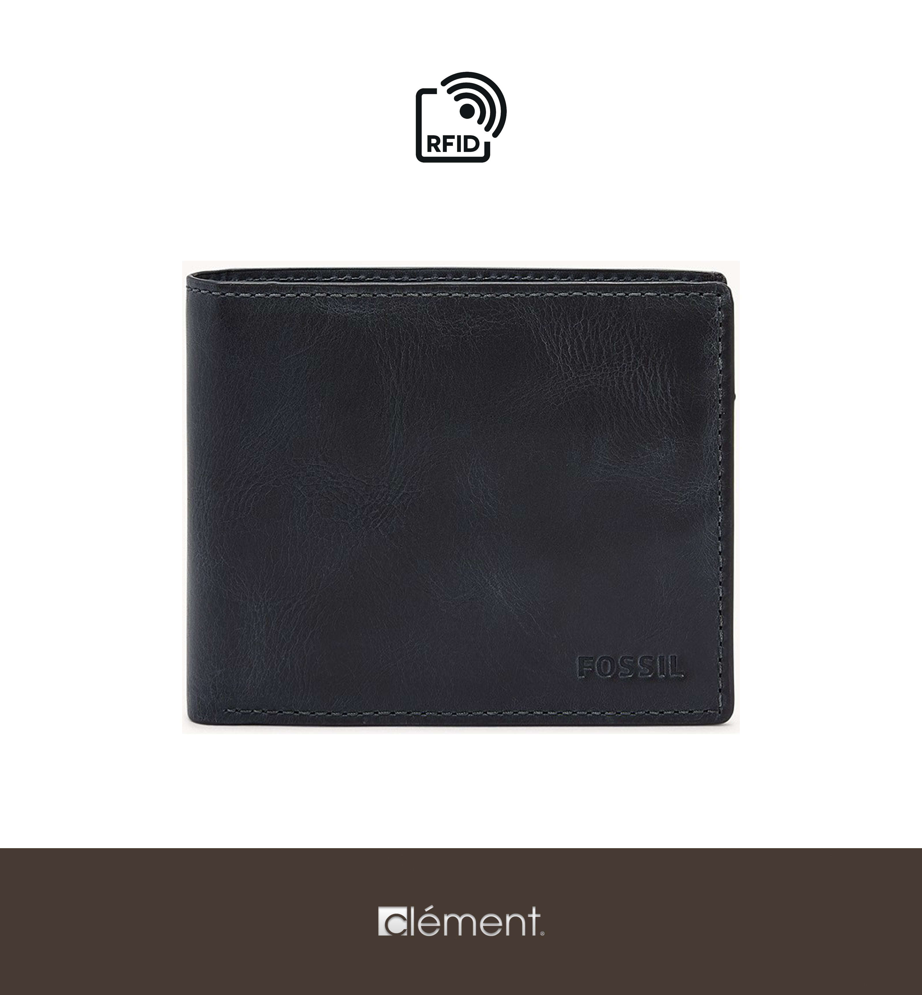 Navy FOSSIL Genuine Leather Wallet