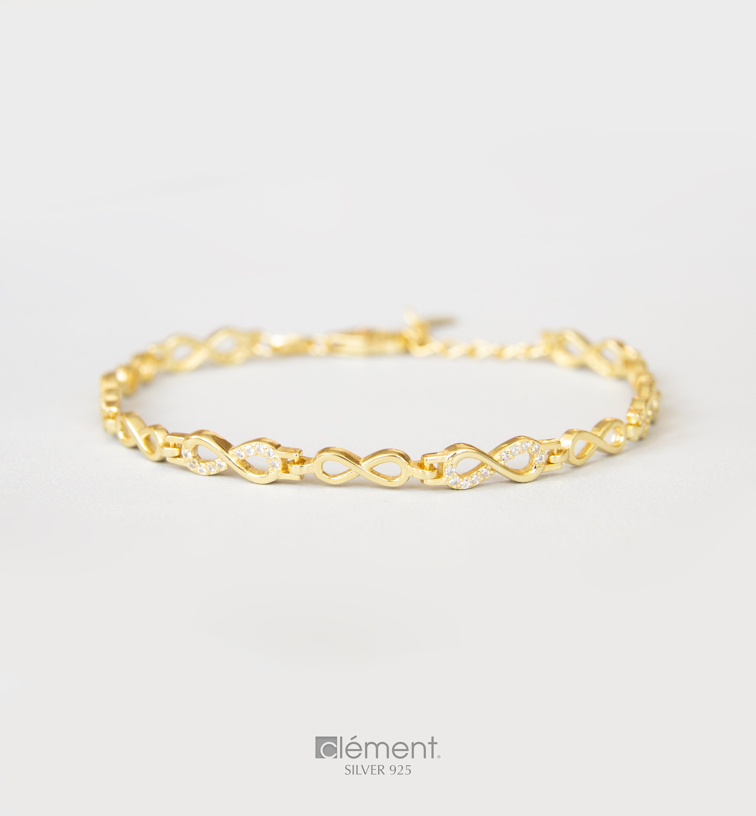 Silver 925 Yellow Gold Plated Infinity Bracelet