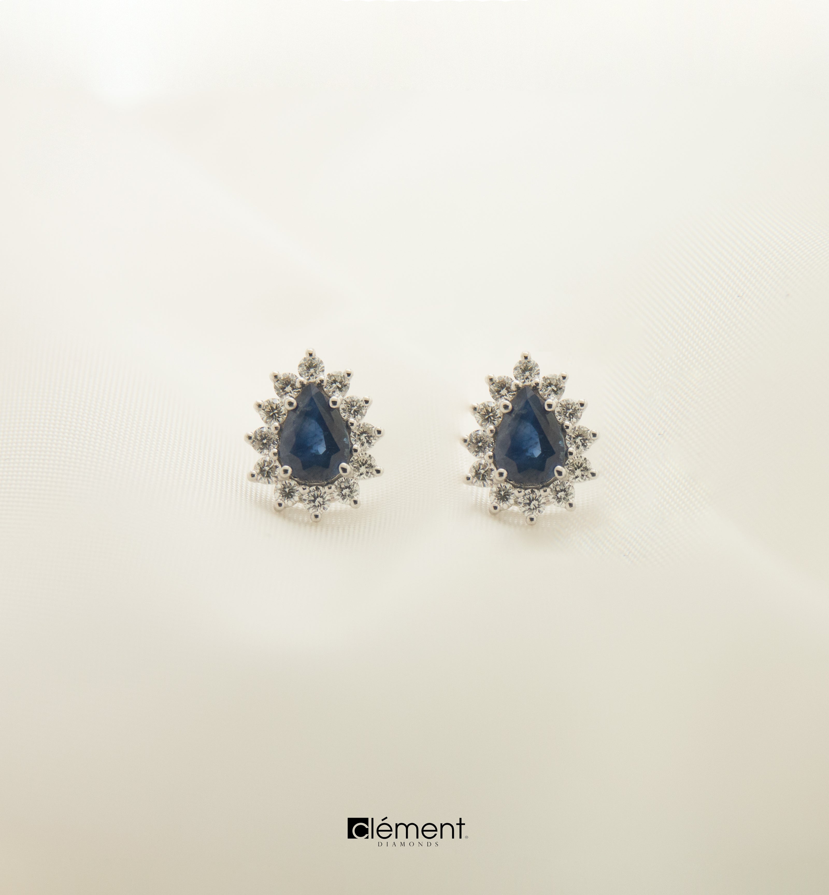 18ct White Gold Natural Blue Sapphire & Diamond Earrings