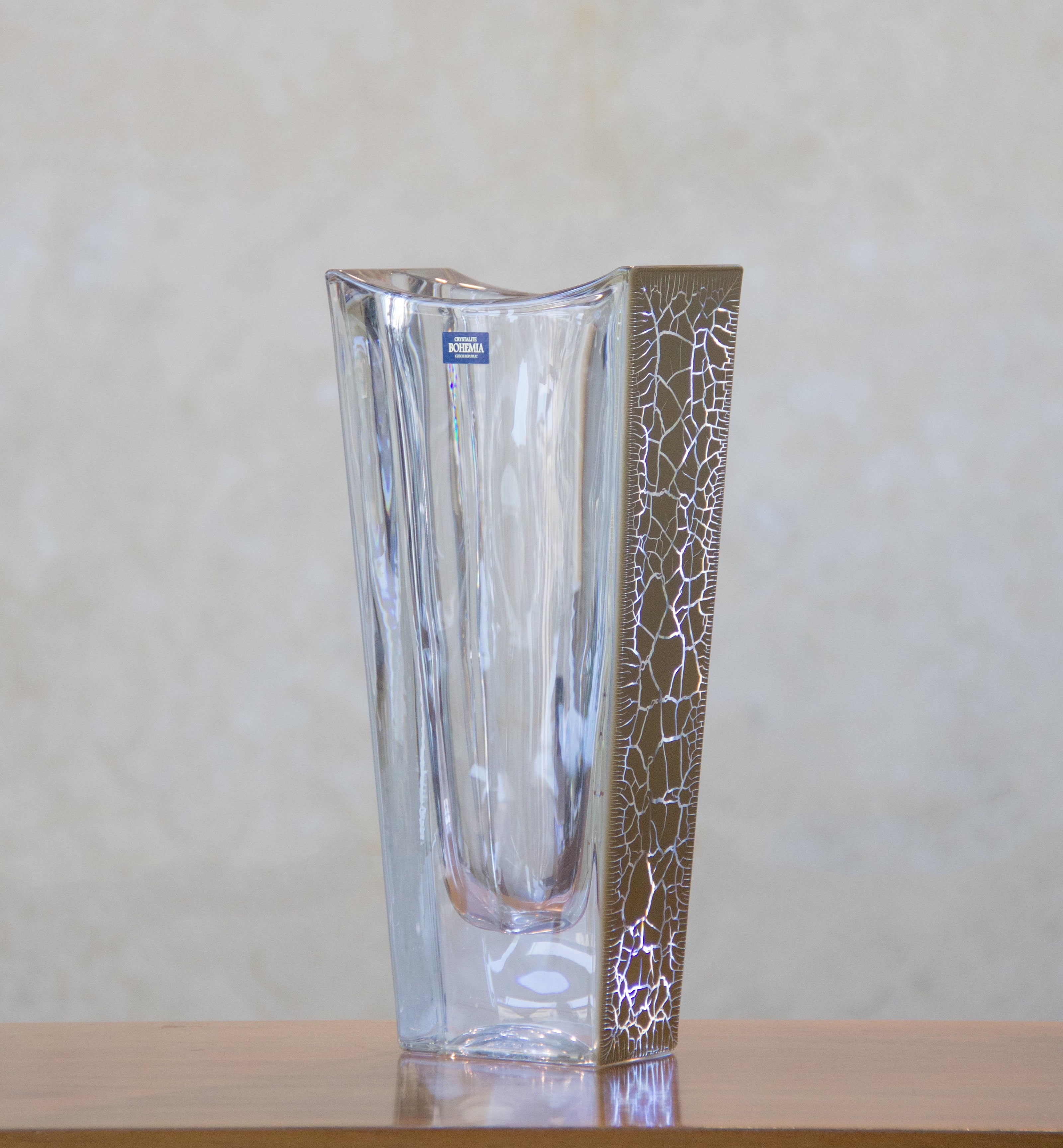 Bohemia Crystal Okinawa Vase with Gold Leaf