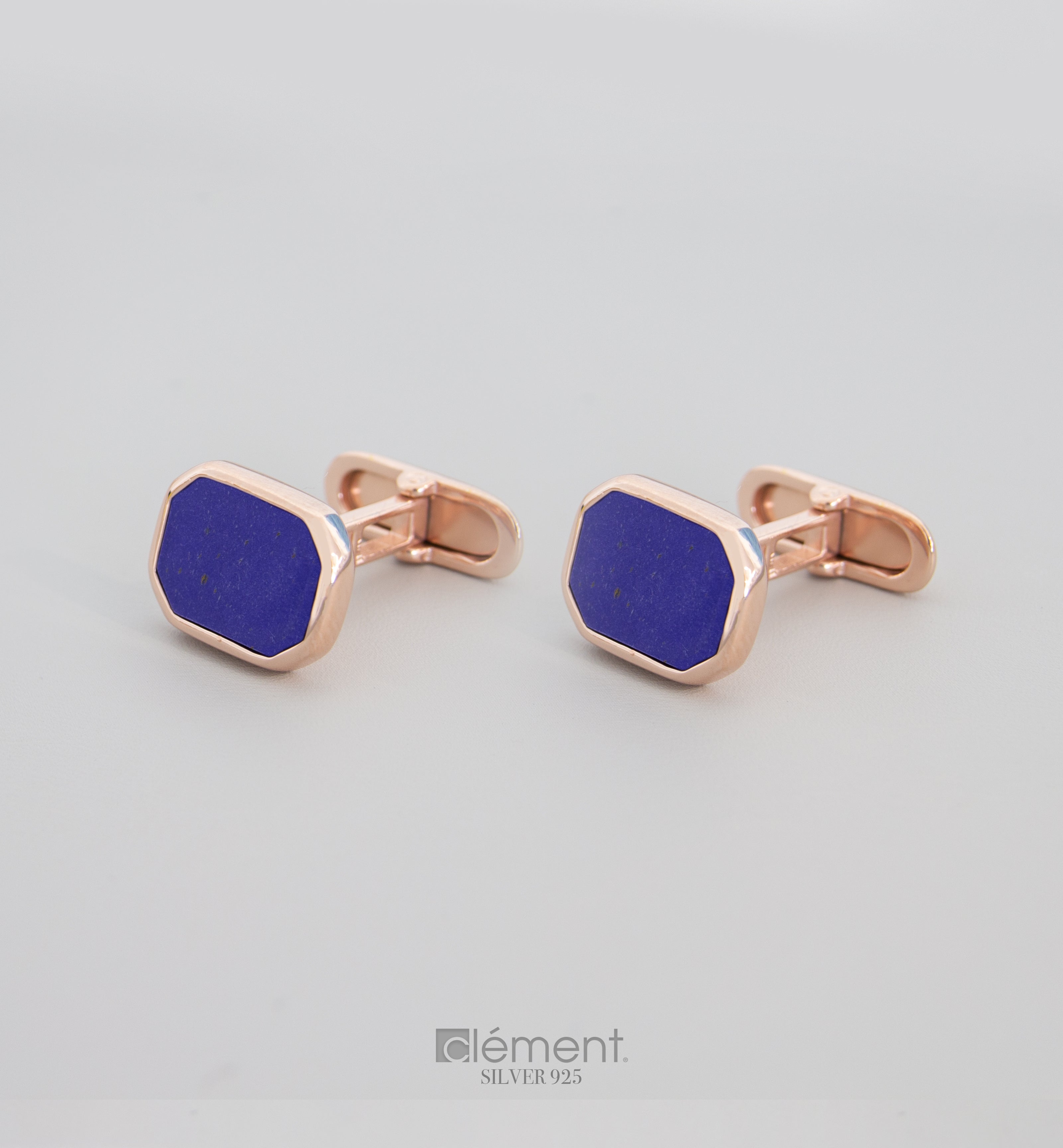 Silver 925 Rose Gold Plated Rectangle Cufflinks