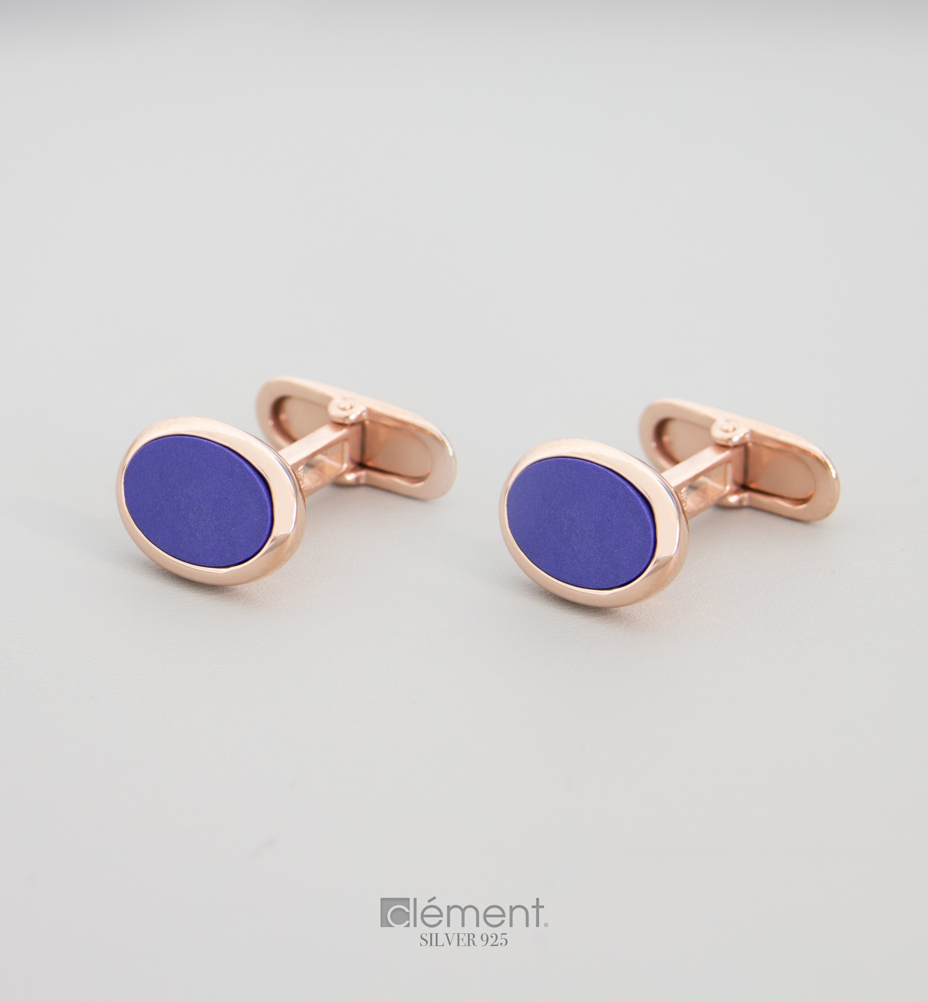 Silver 925 Rose Gold Plated Oval Cufflinks