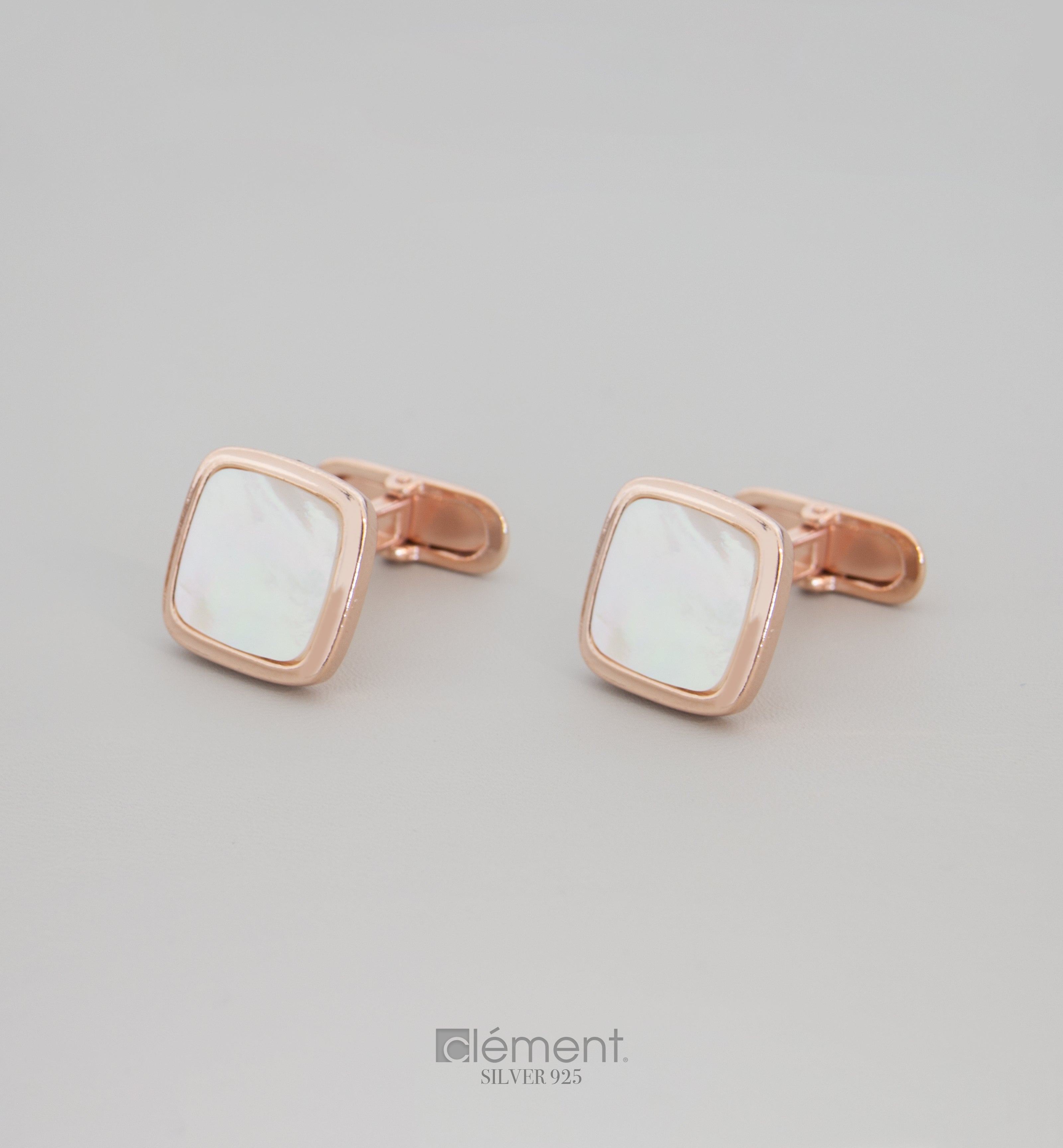 Silver 925 Square Cufflinks with Mother of Pearl