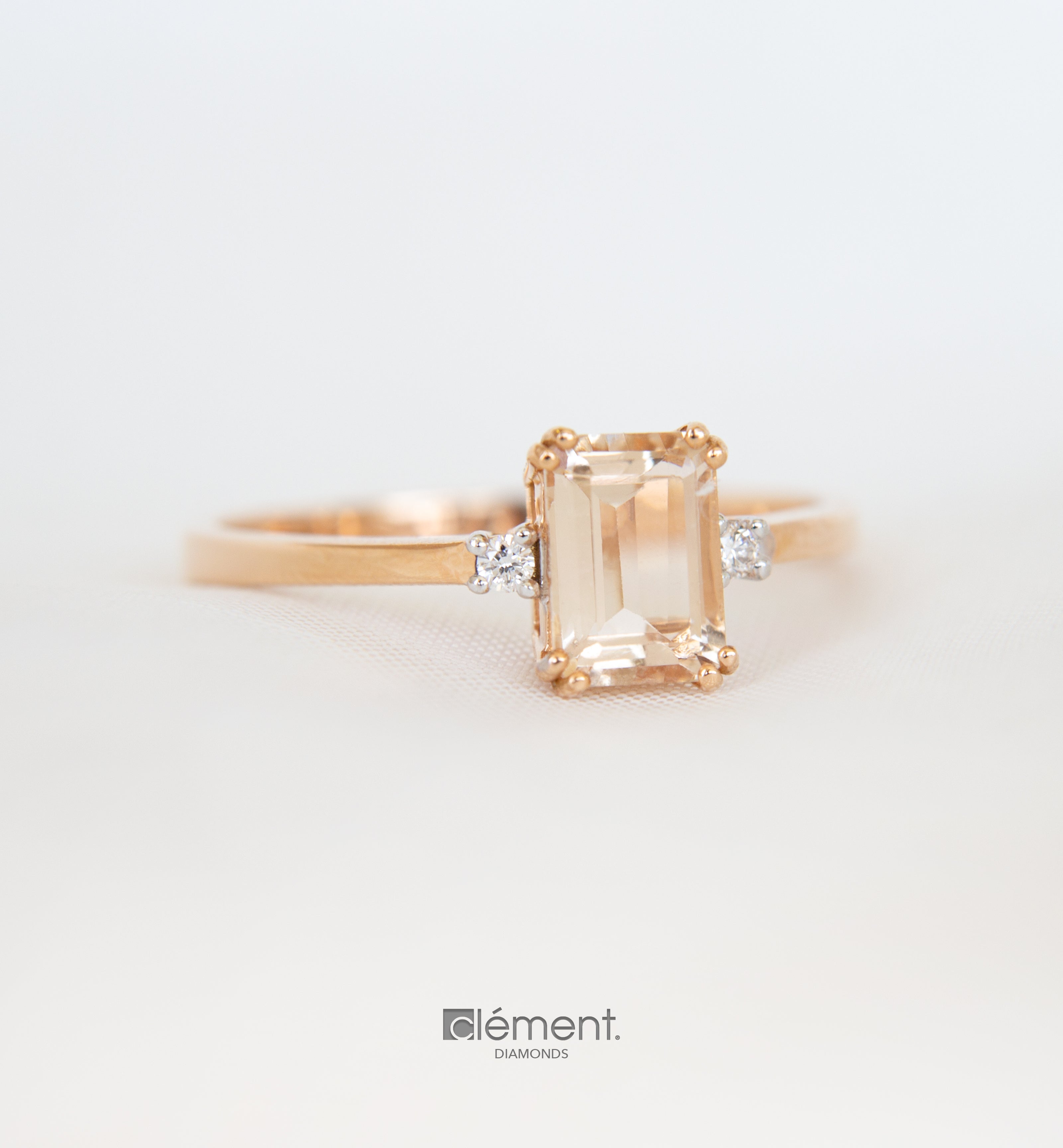 18ct Rose Gold Diamond & Morganite Ring