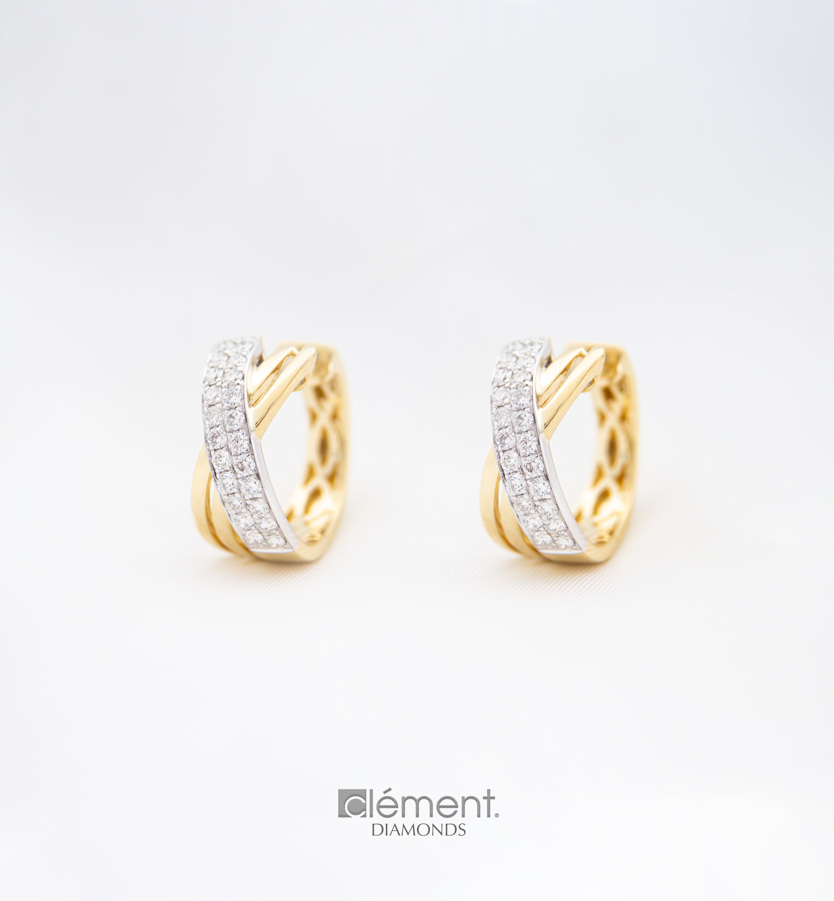 18ct Gold Two-Tone Natural Diamond Earrings