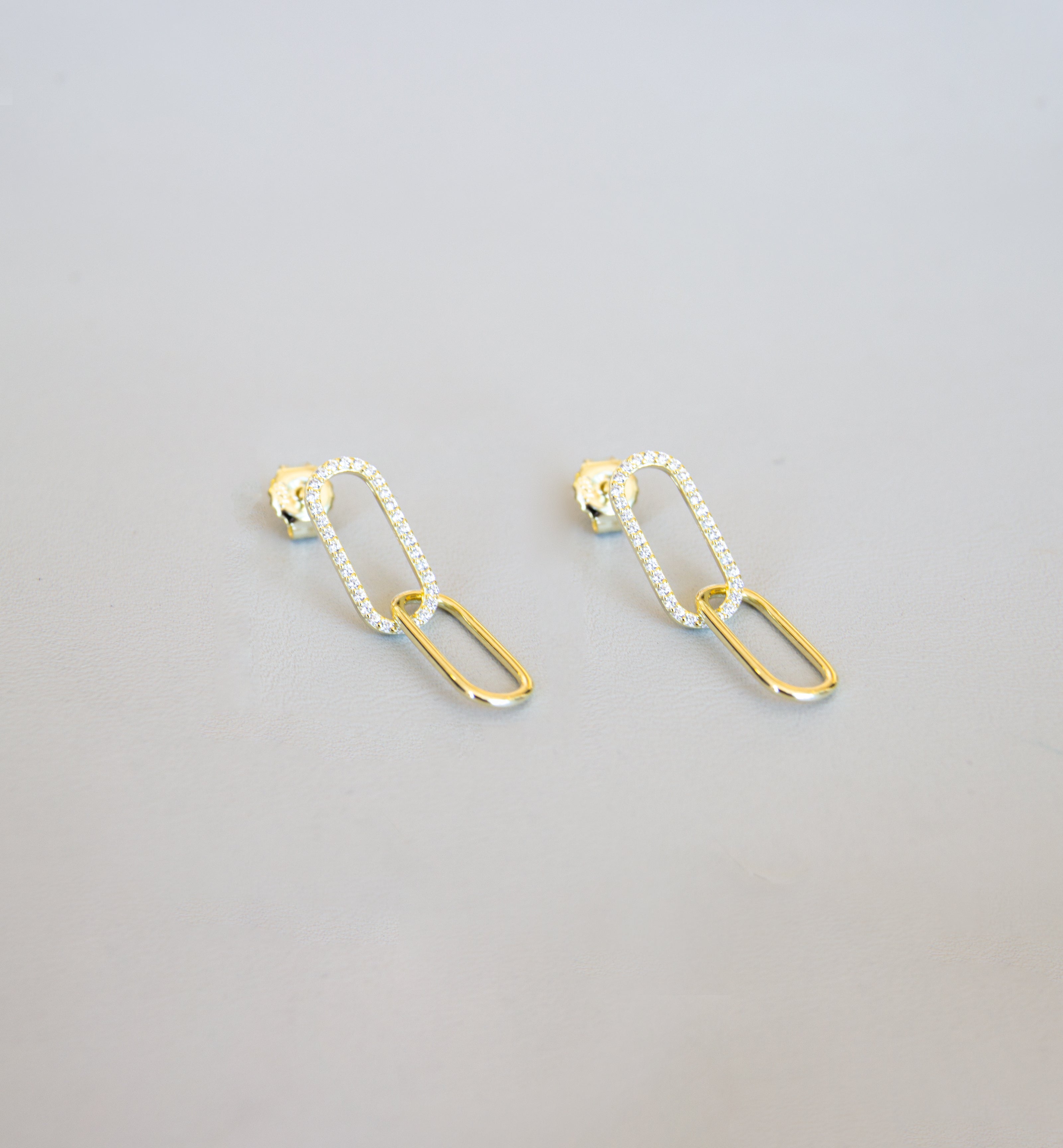 Silver 925 Yellow Gold Plated Link Earrings