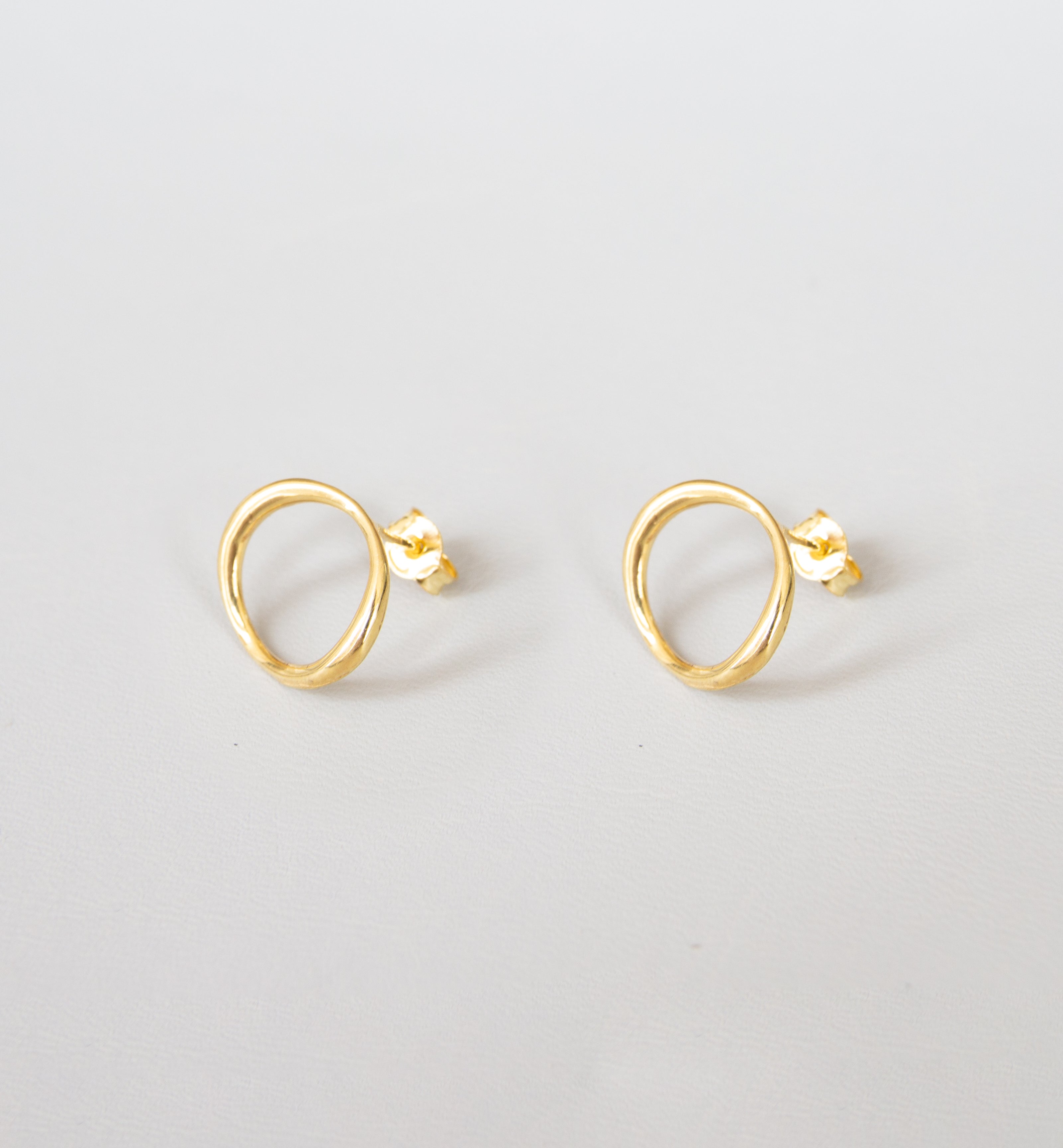 Silver 925 Yellow Gold Plated Circle Earrings
